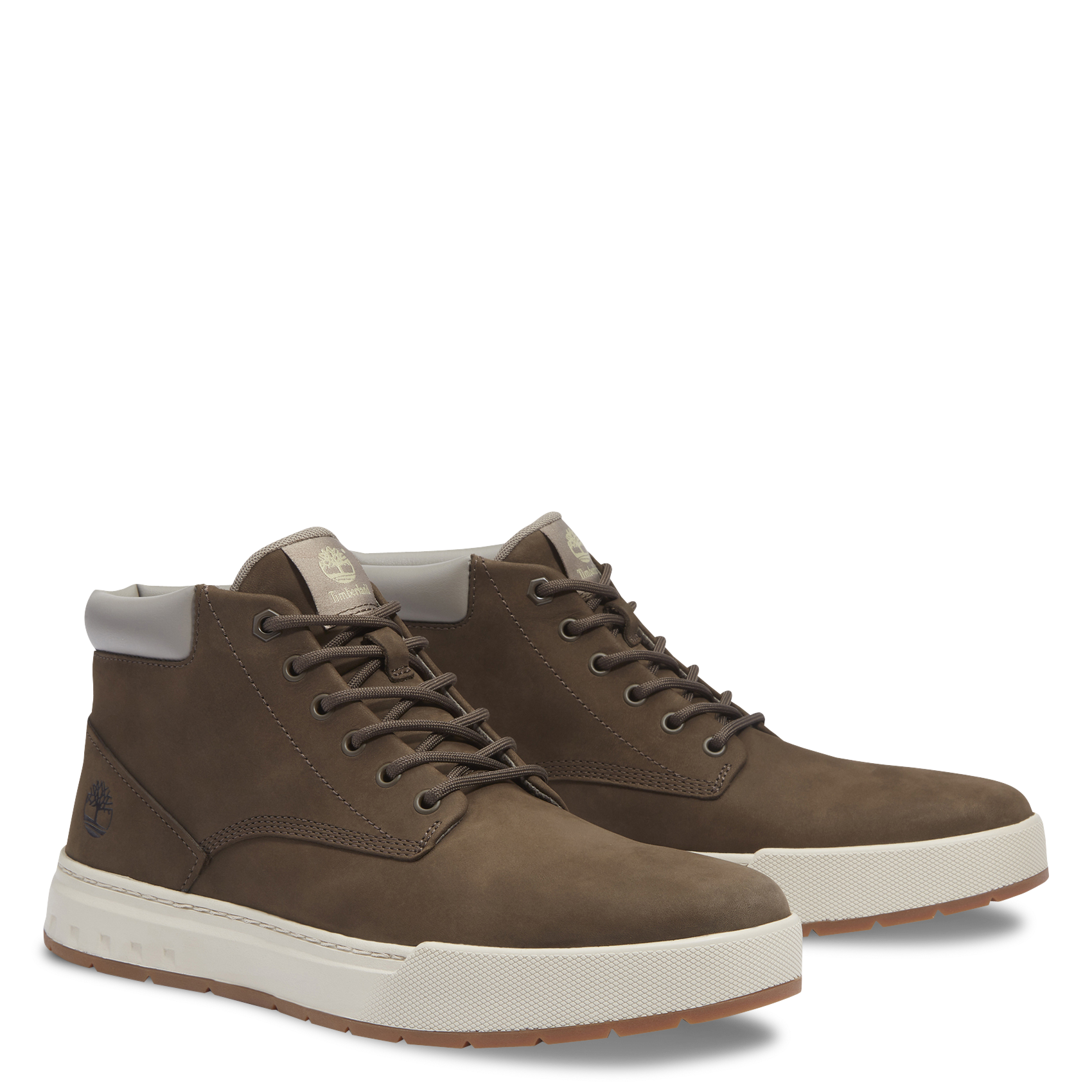 Baskets basses à lacets unies en cuir TIMBERLAND Marron