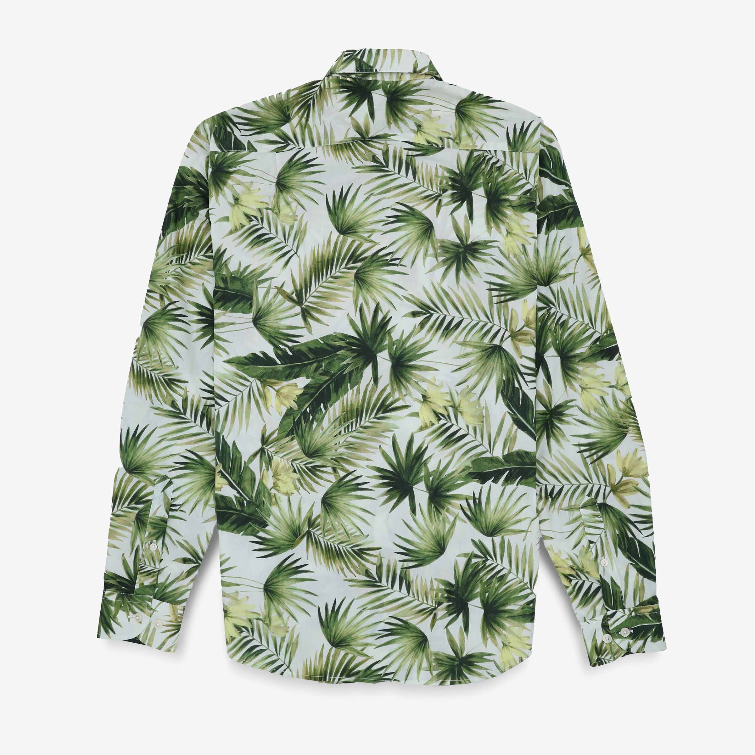 Chemise manches longues brodée en coton SERGE BLANCO Vert