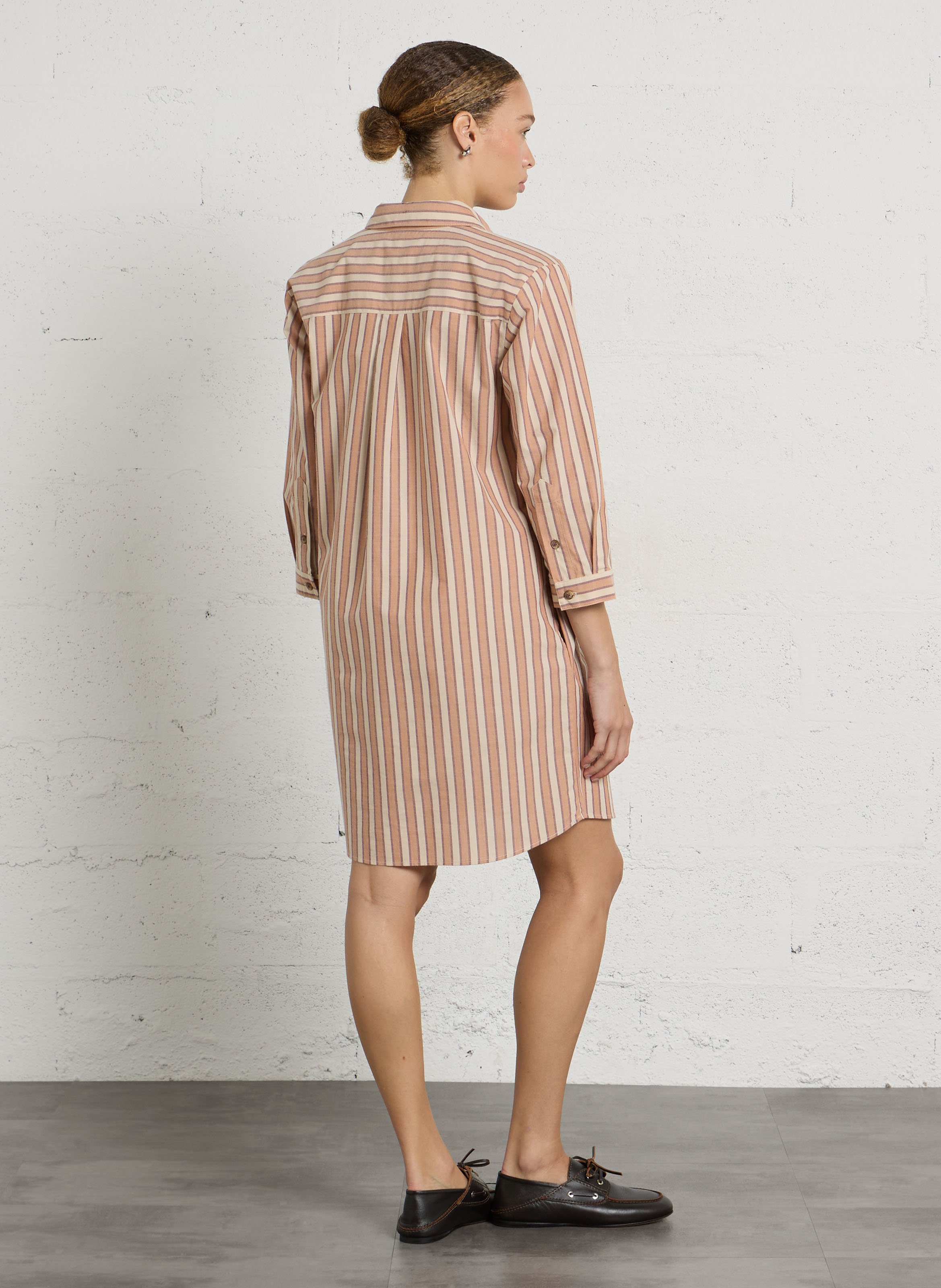 Robe chemise col classique rayée en coton MAISON 123 Rouge