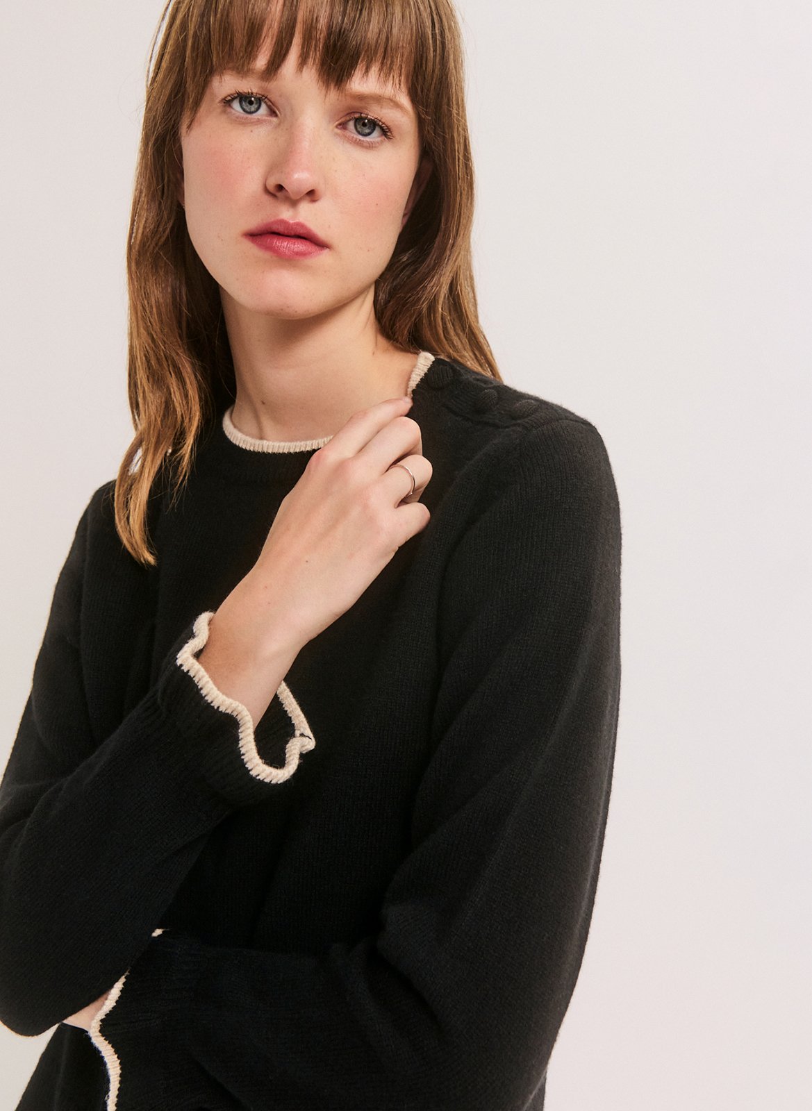 Round-neck wool-blend sweater PABLO Black