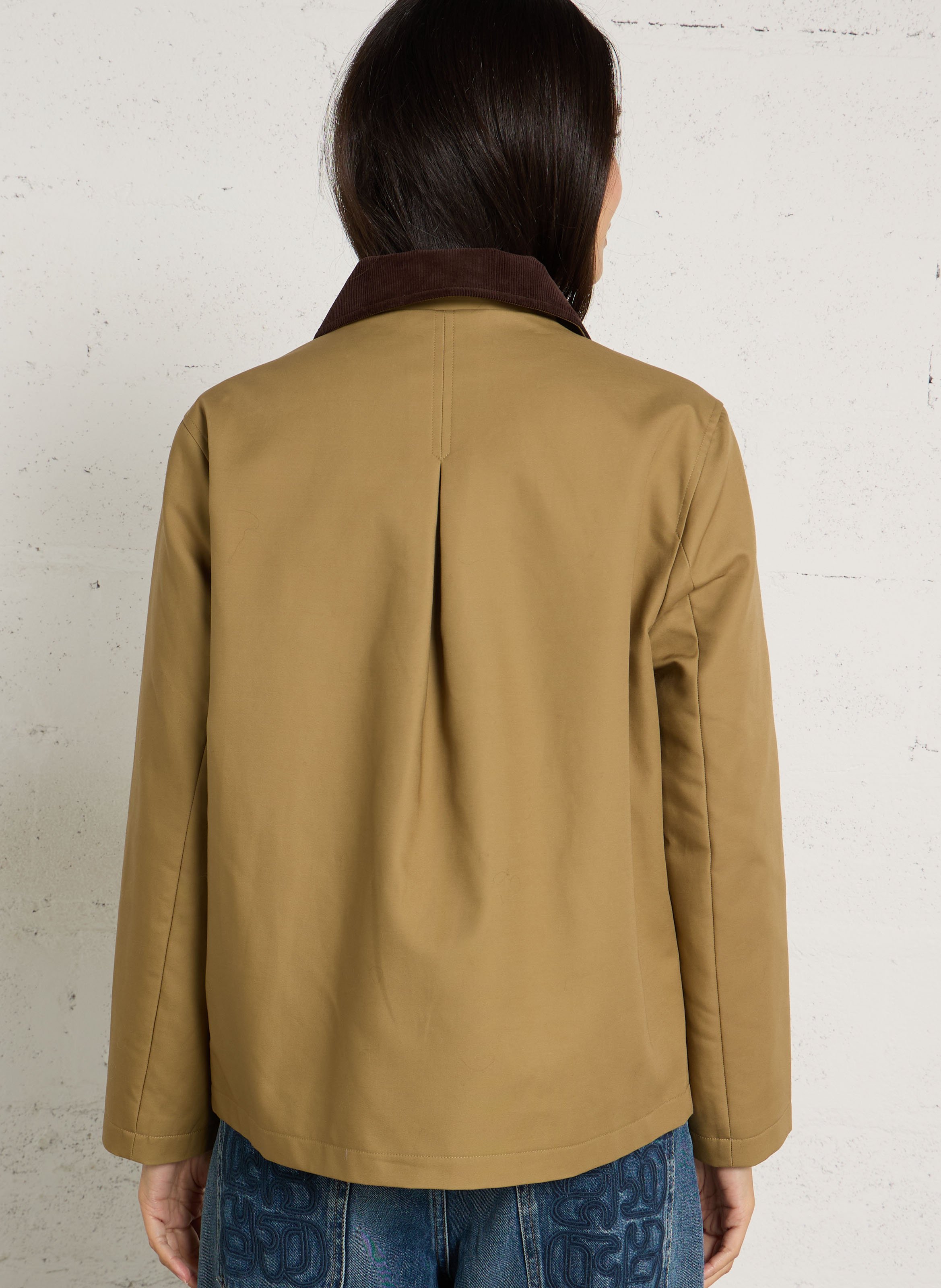 Manteau droit col classique en coton MAISON 123 Vert