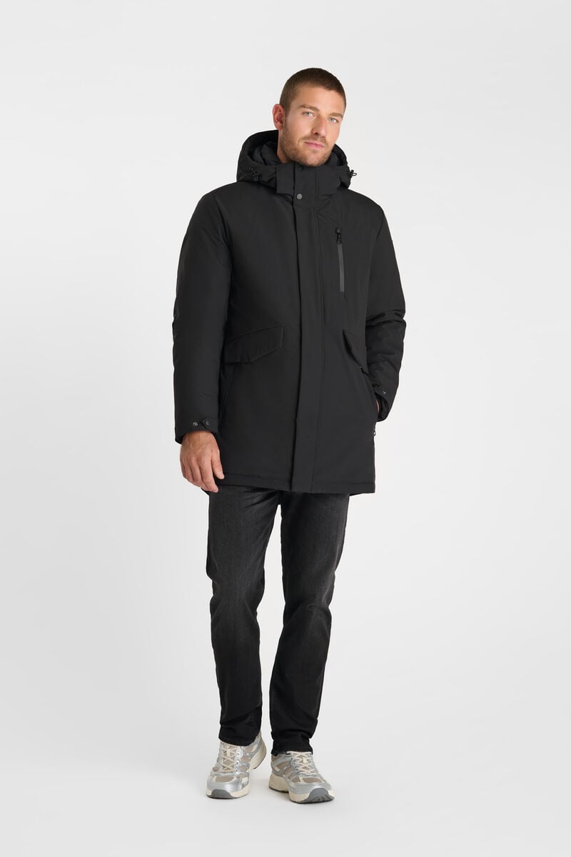 Zip-up hooded parka LE TEMPS DES CERISES Black