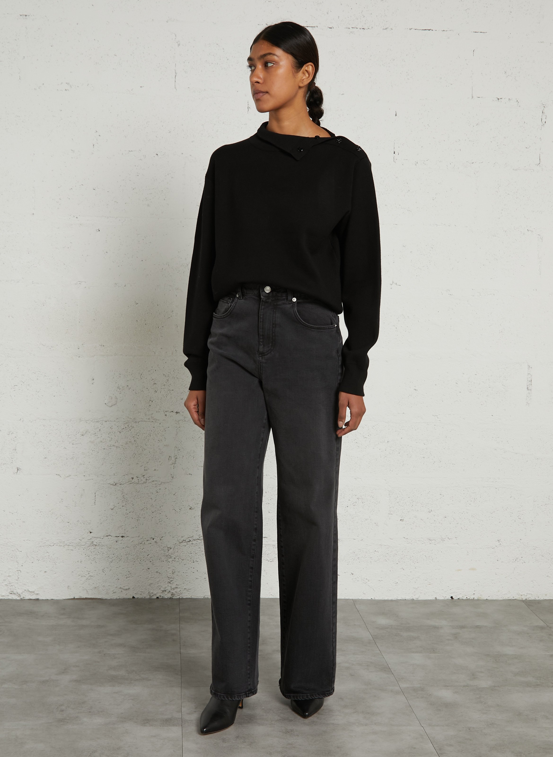 Hoge taille wijde effen jeans IKKS Grijs