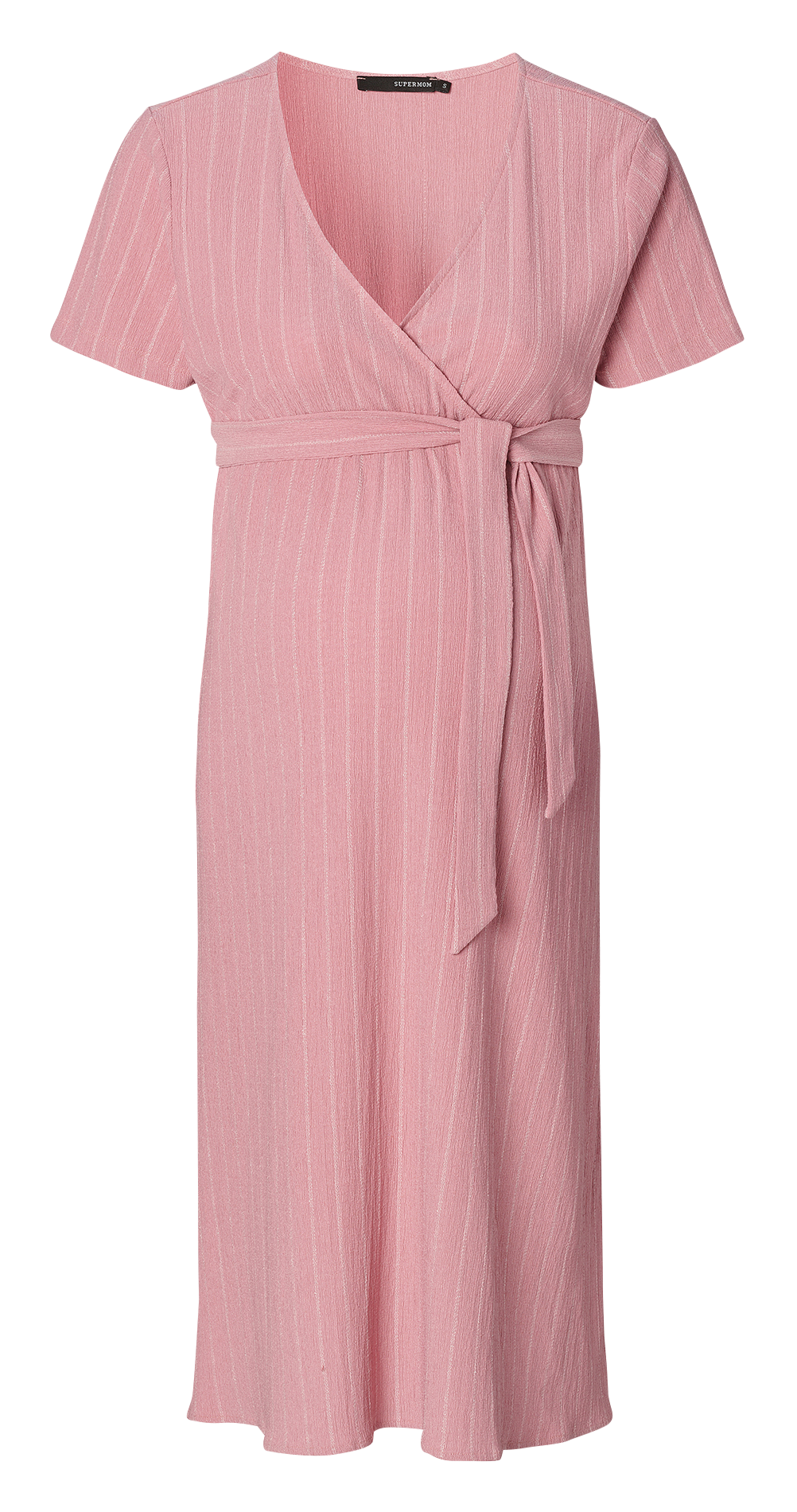 Halflange, gestreepte jurk SUPERMOM Roze
