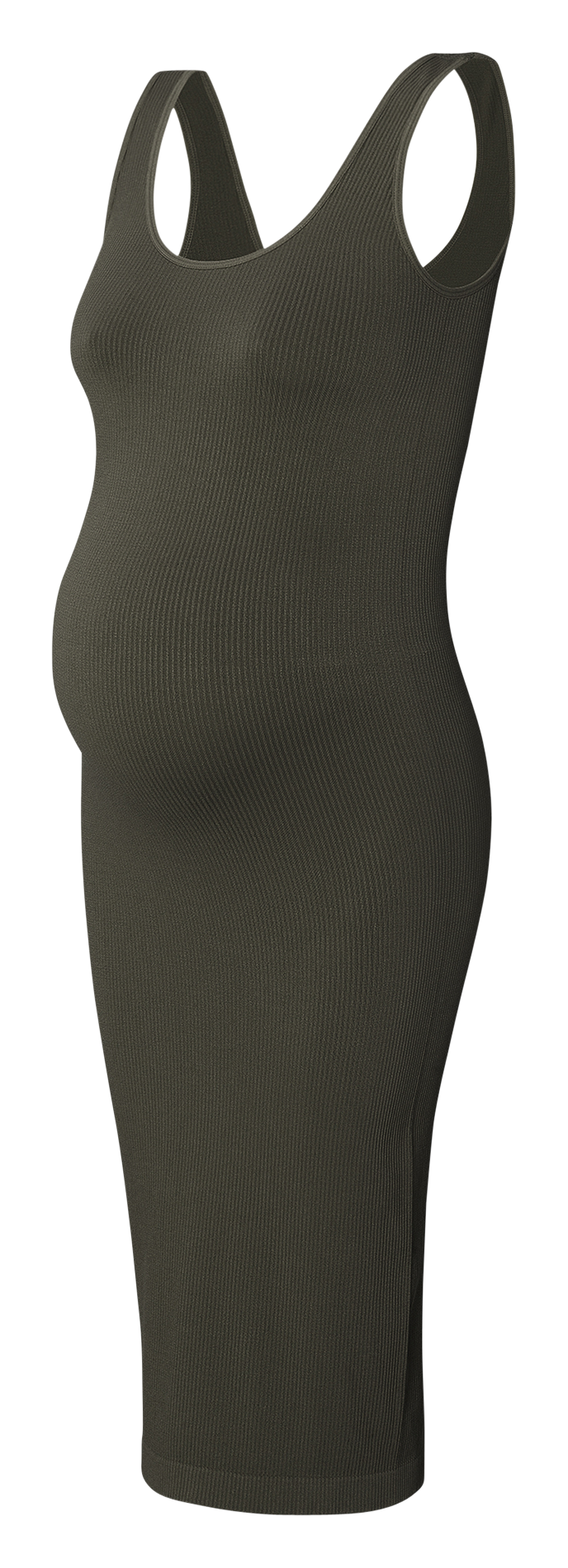 Robe midi col rond côtelée  NOEMI Vert