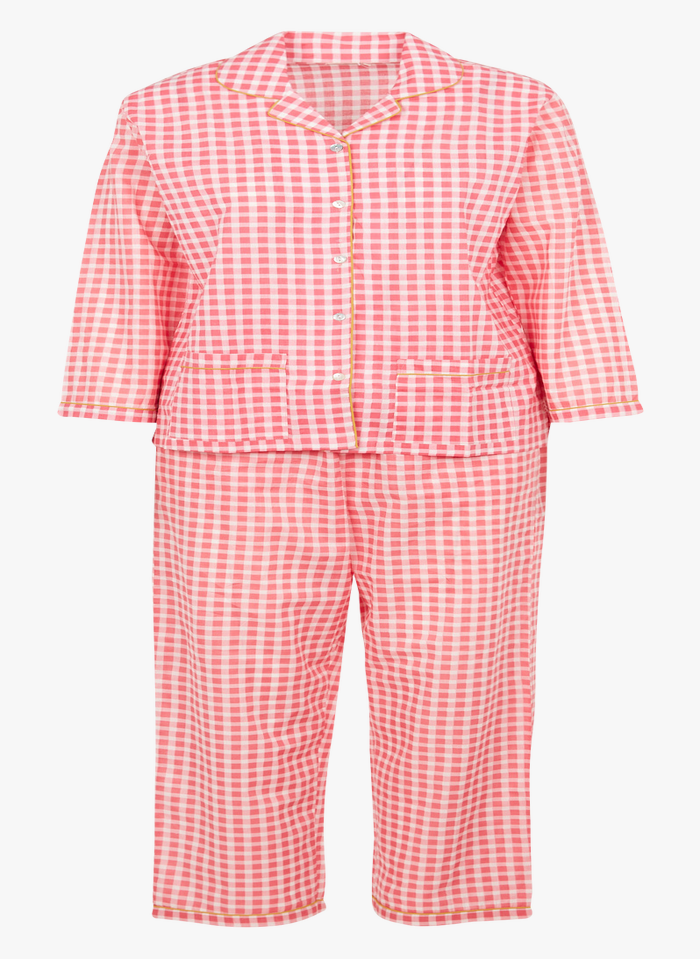 pyjama femme à manches longues à imprimé fraise rose - Elharim