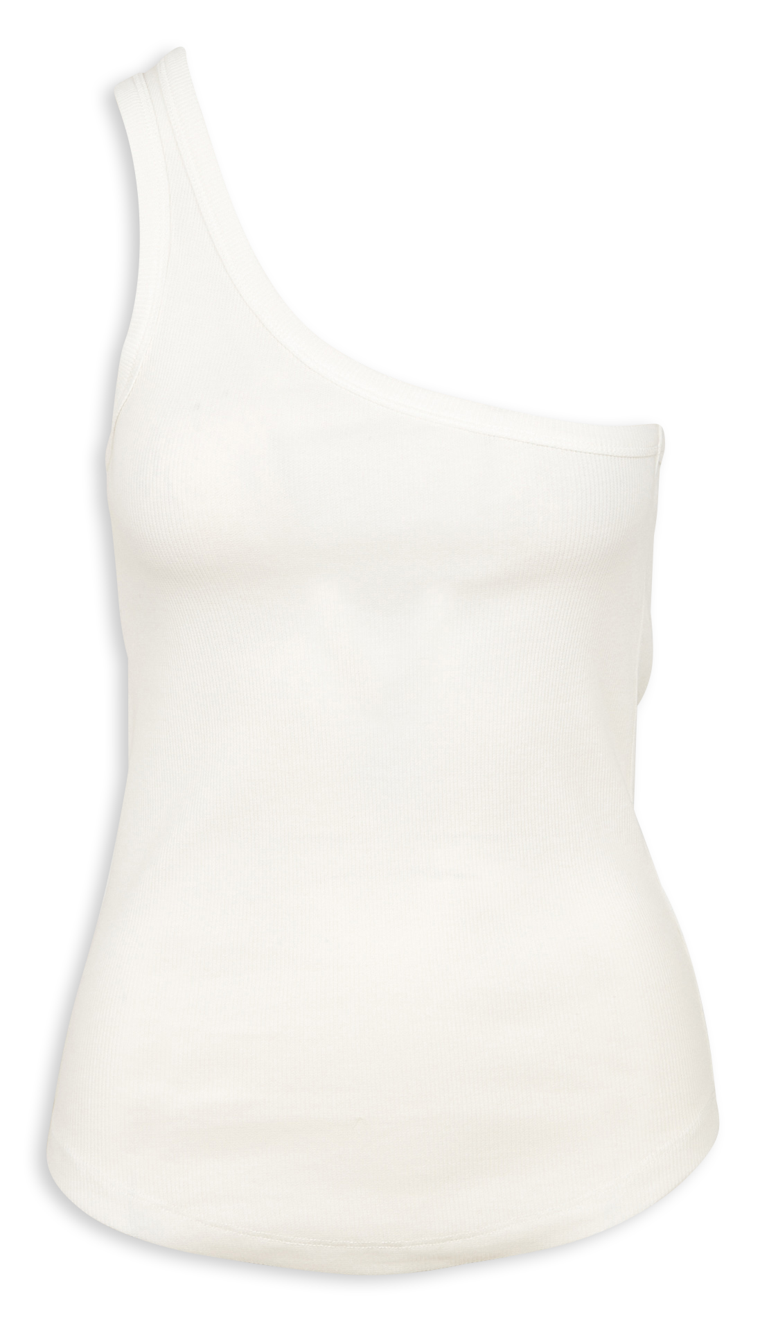 Ribbed organic cotton-blend asymmetric top BY BAR White