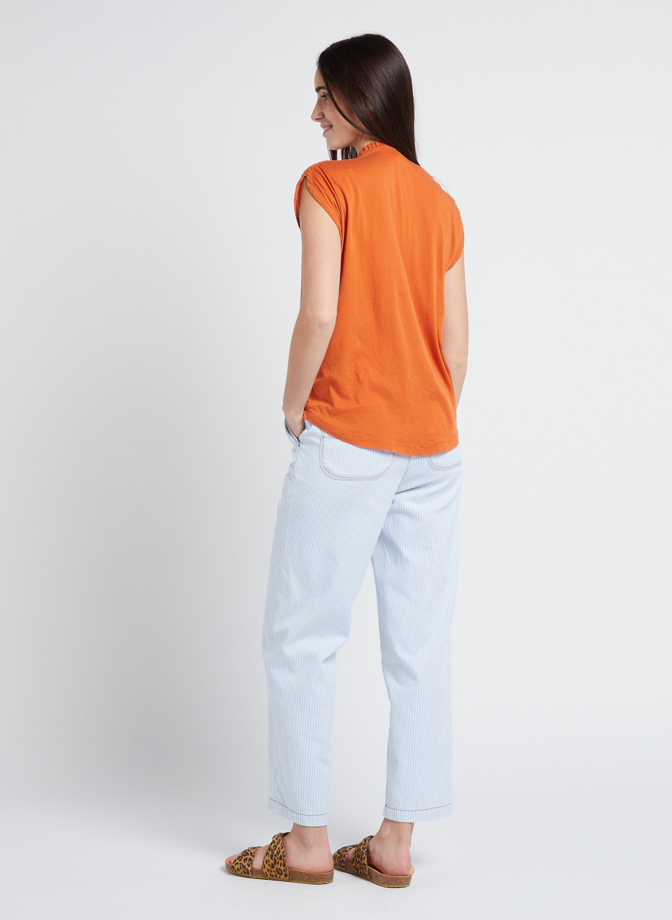 Sleeveless cotton shirt HARTFORD Orange