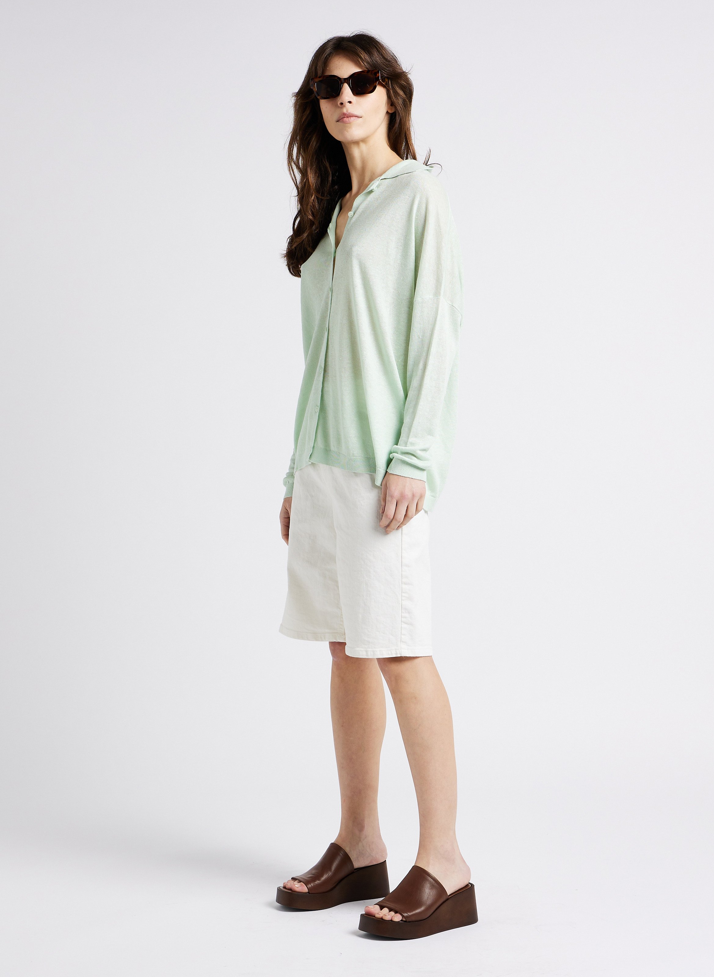 Bermuda taille haute en coton mélangé PLEASE Blanc