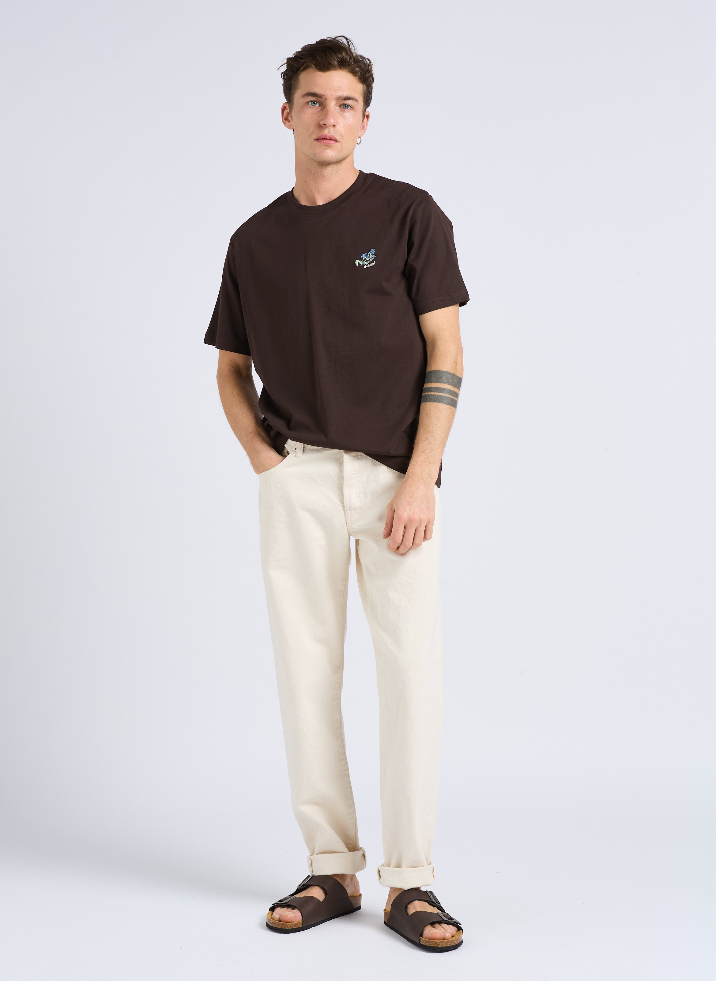 Tapered cotton dot effect regular-fit jeans EDWIN Beige