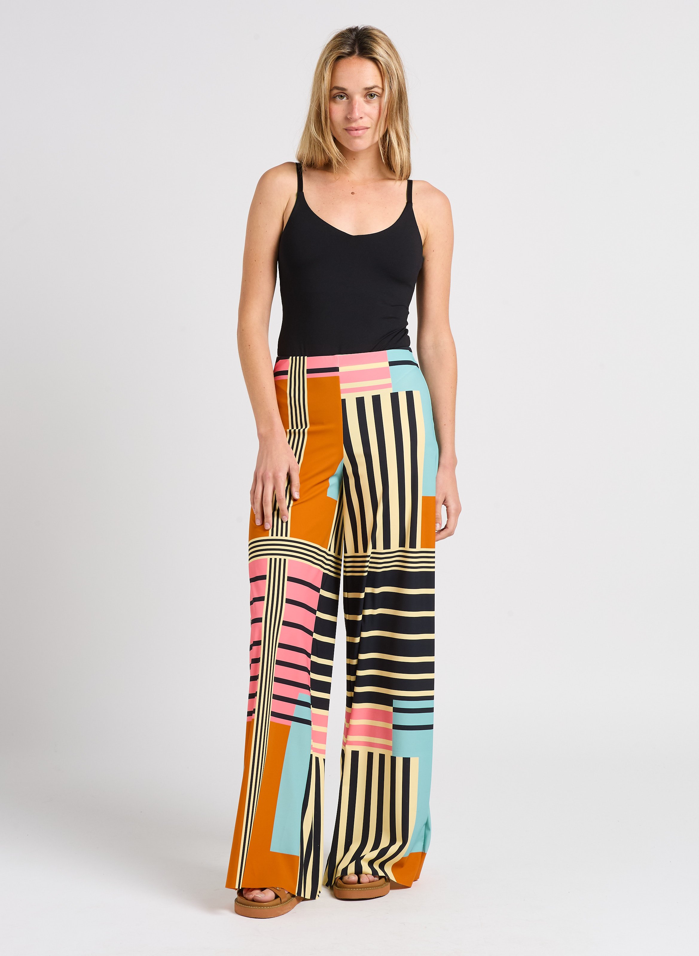 Wijde broek met print Veelkleurig