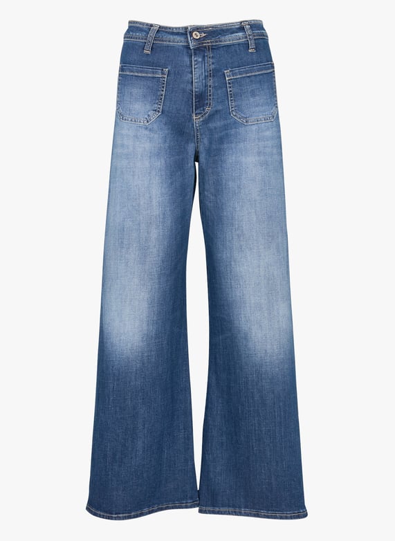 Jeans flare in misto cotone Blu Please Donna Place des Tendances