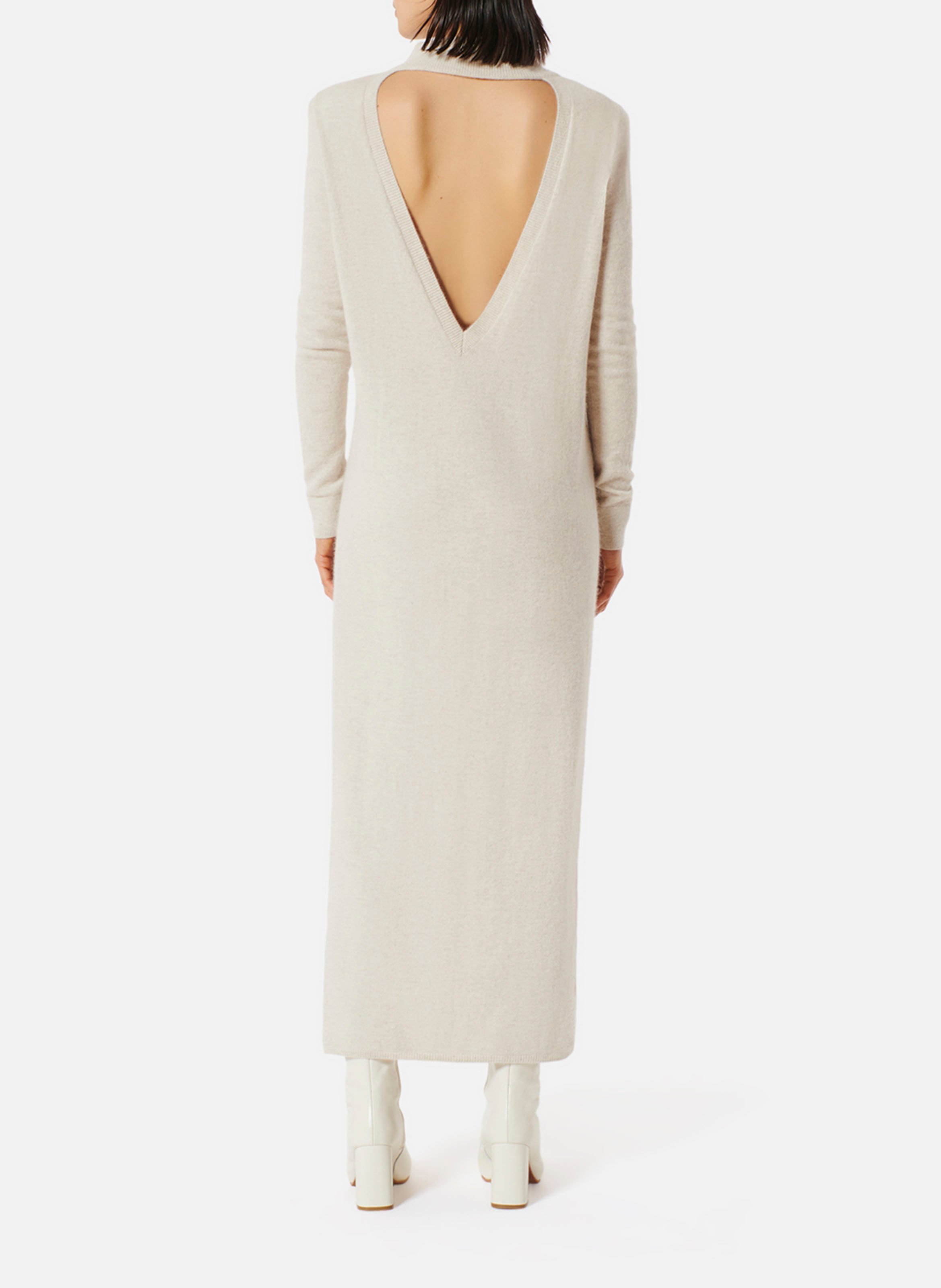 Lange trui jurk met blote rug KARMA KOMA Beige