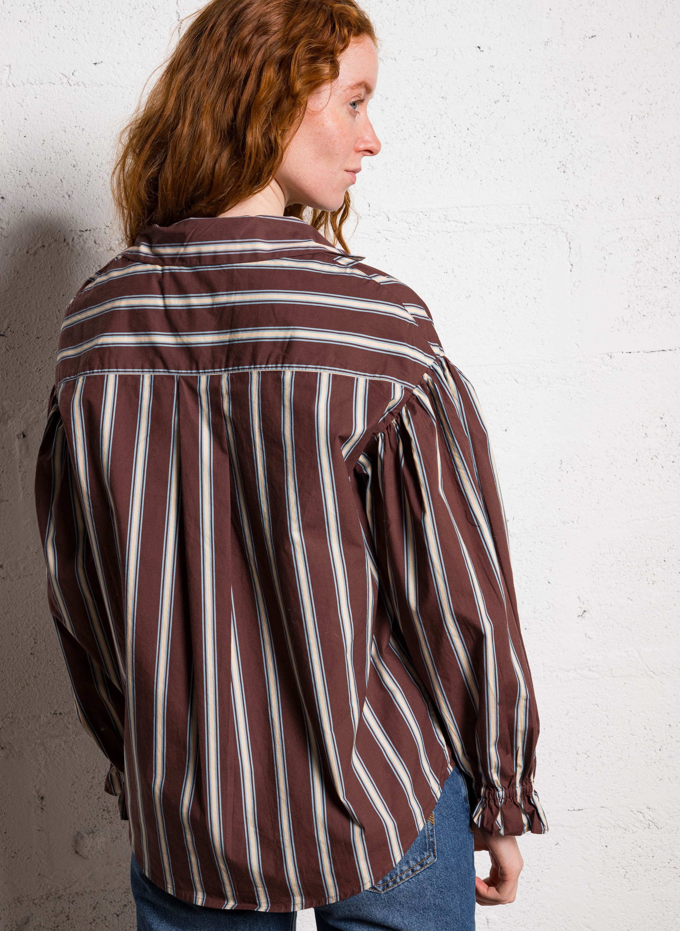 Chemise rayée en coton THE TINY BIG SISTER Marron