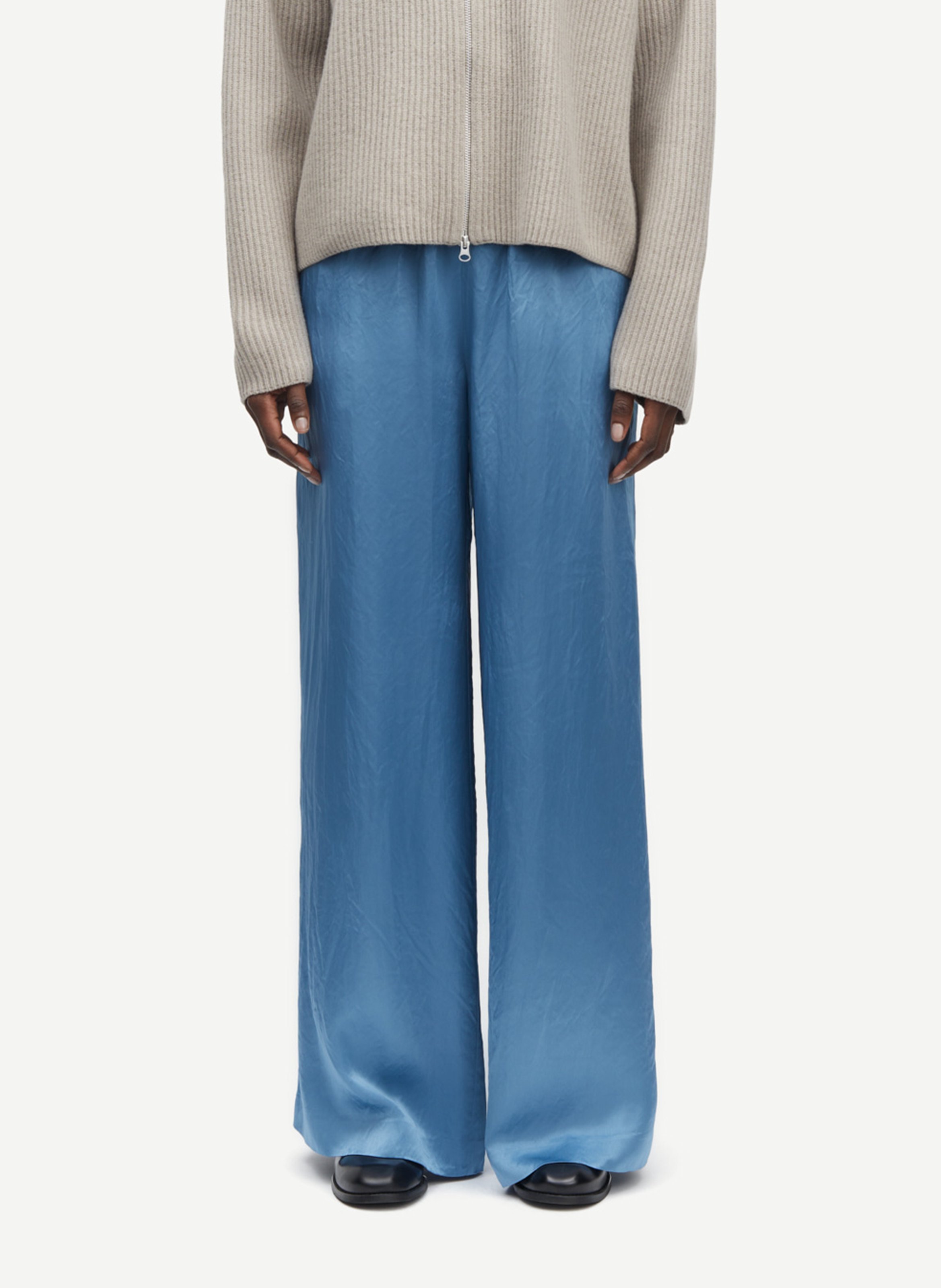 Pantalon large taille mi-haute SAMSOE SAMSOE Bleu