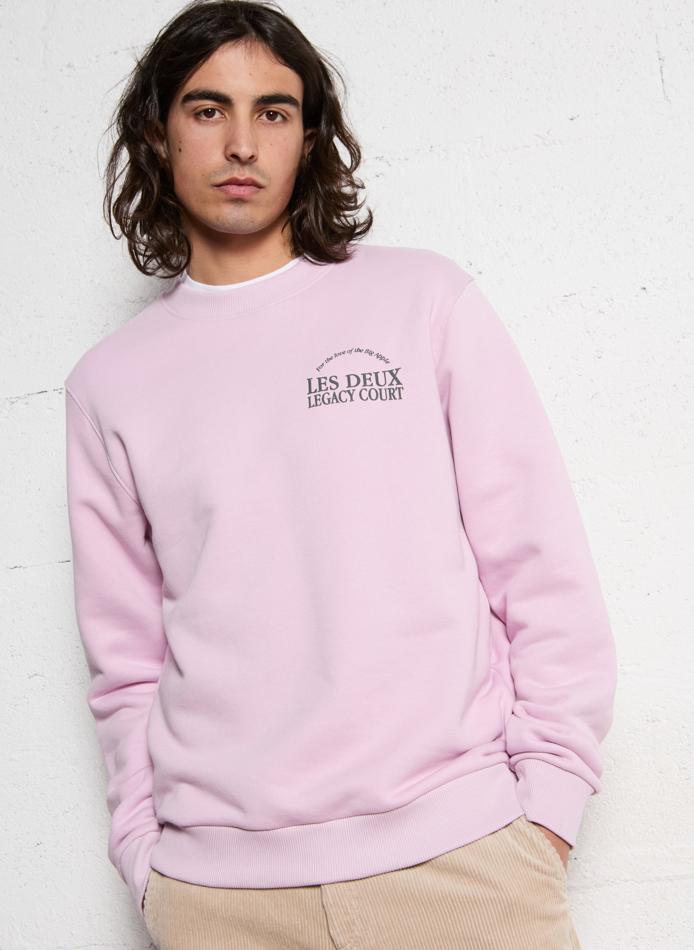 Regular sweatshirt with lettering LES DEUX Pink