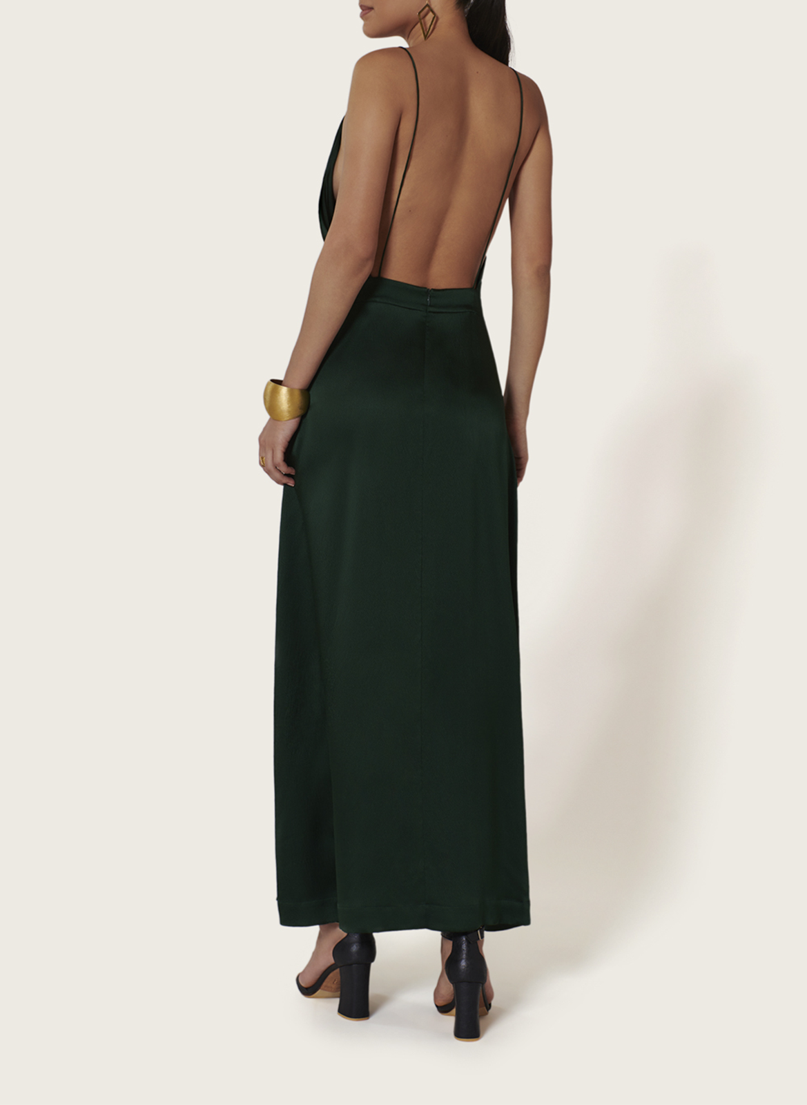 Lange, zijden jurk met V-decolleté KARMA KOMA Groen