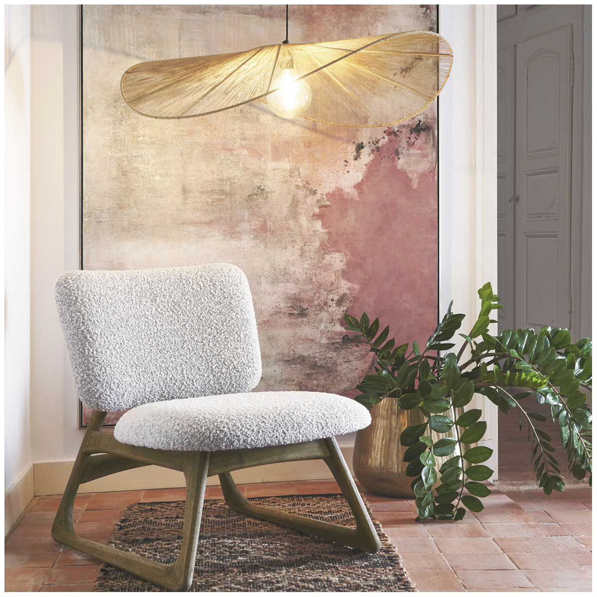 Oak armchair BLANC D'IVOIRE Grey