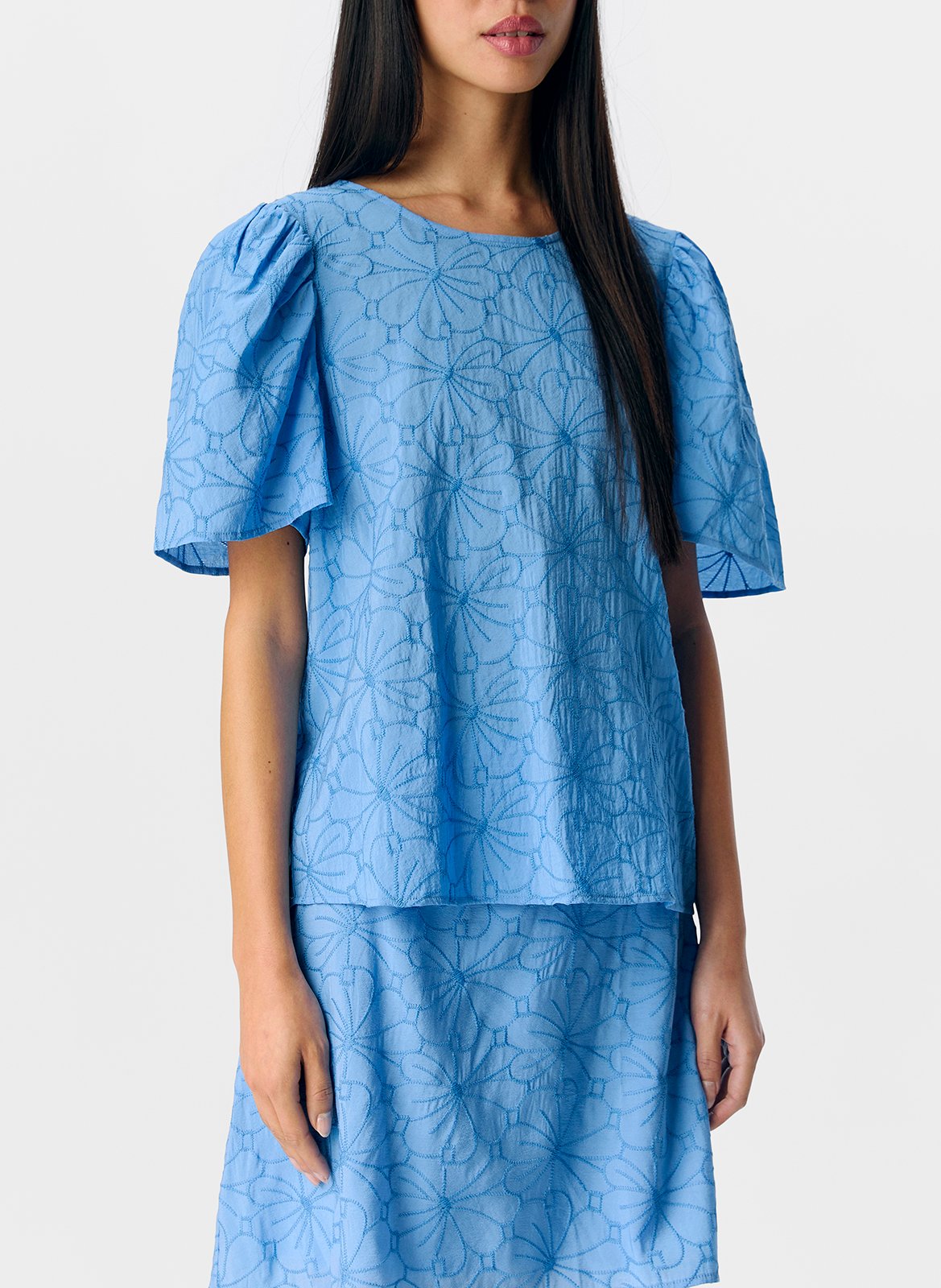 Embroidered crop top OBJECT Blue