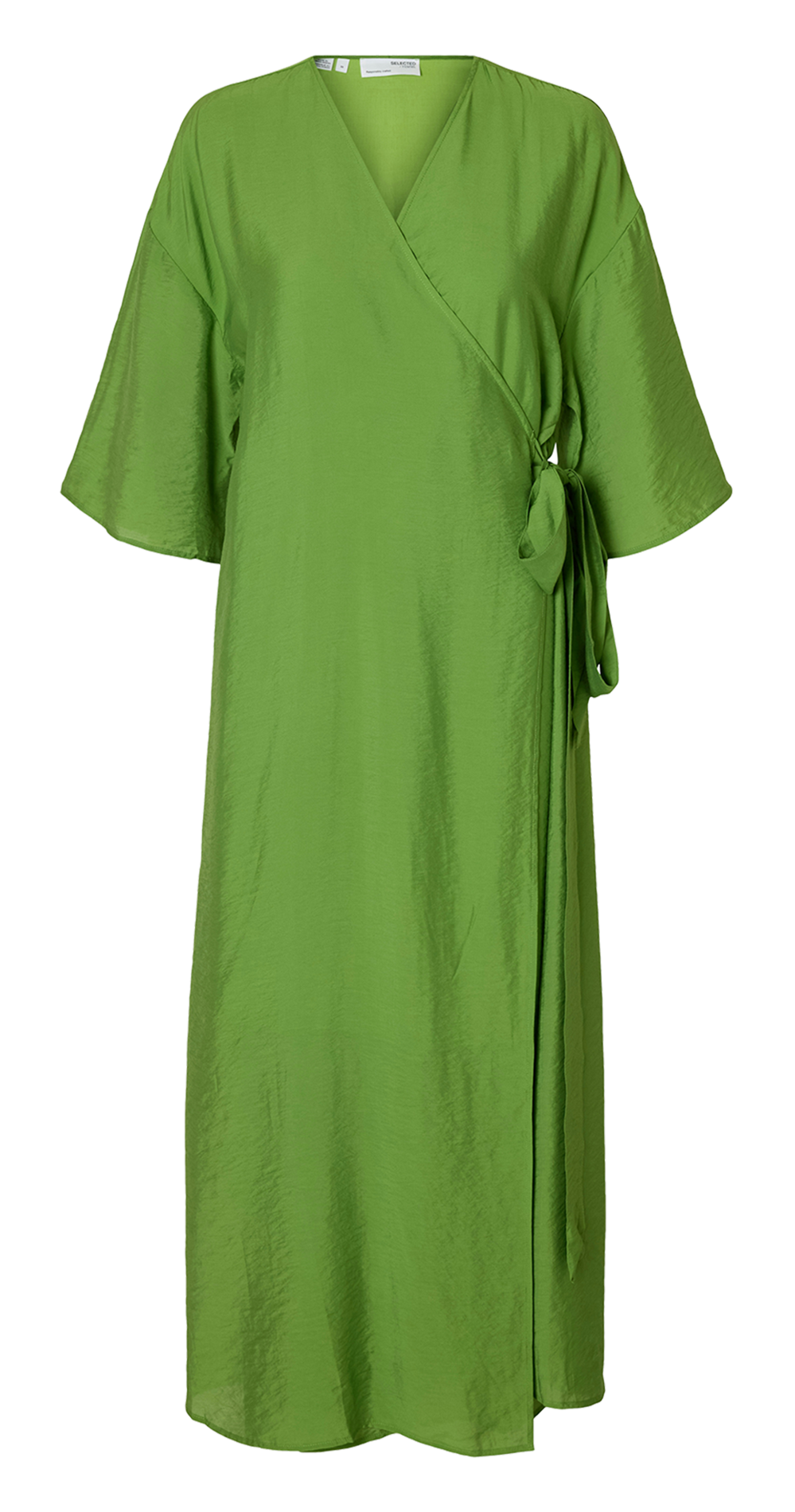 Solid color wrap midi dress SELECTED Green