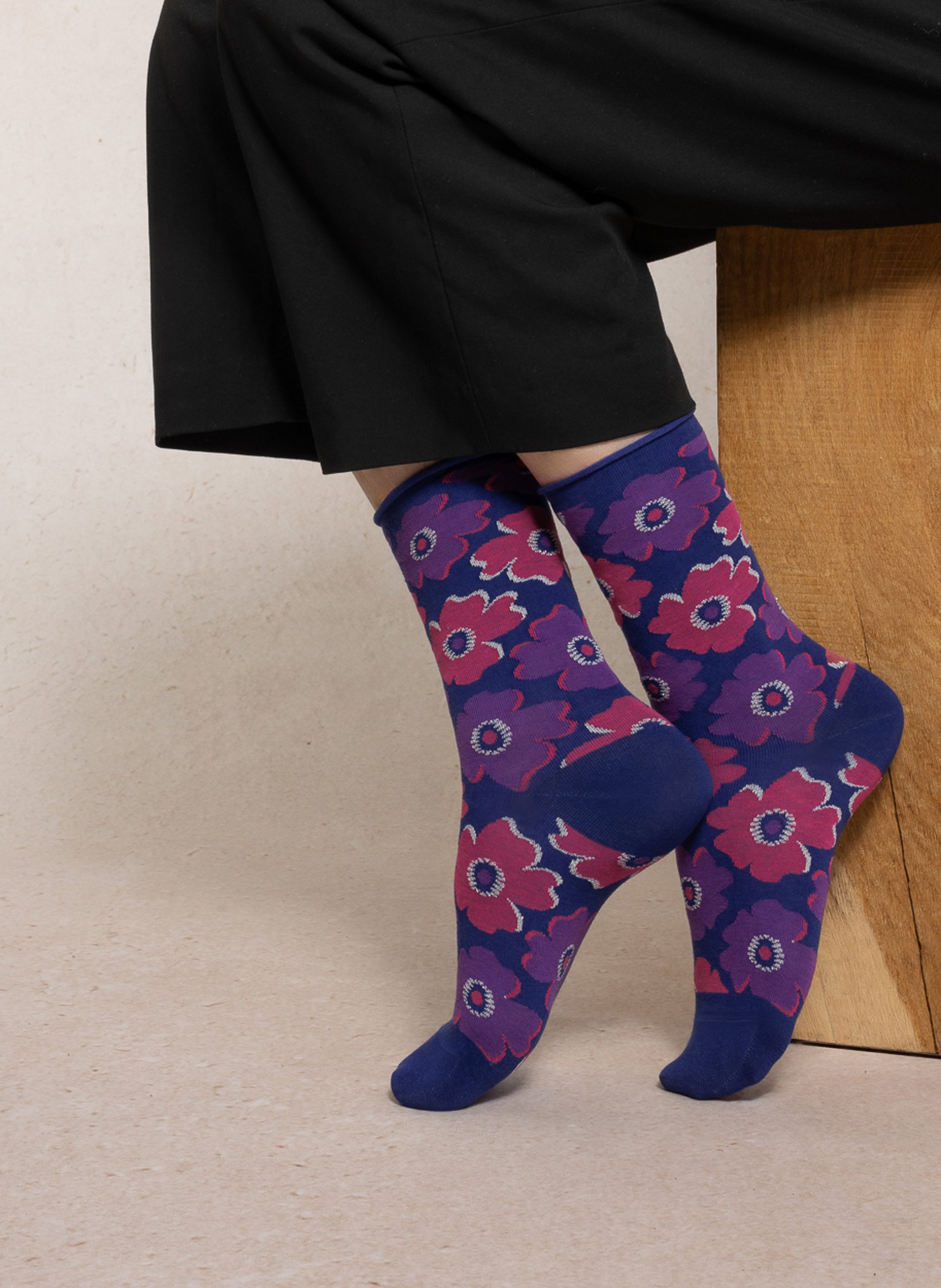 Printed cotton-blend socks BLEUFORET Blue