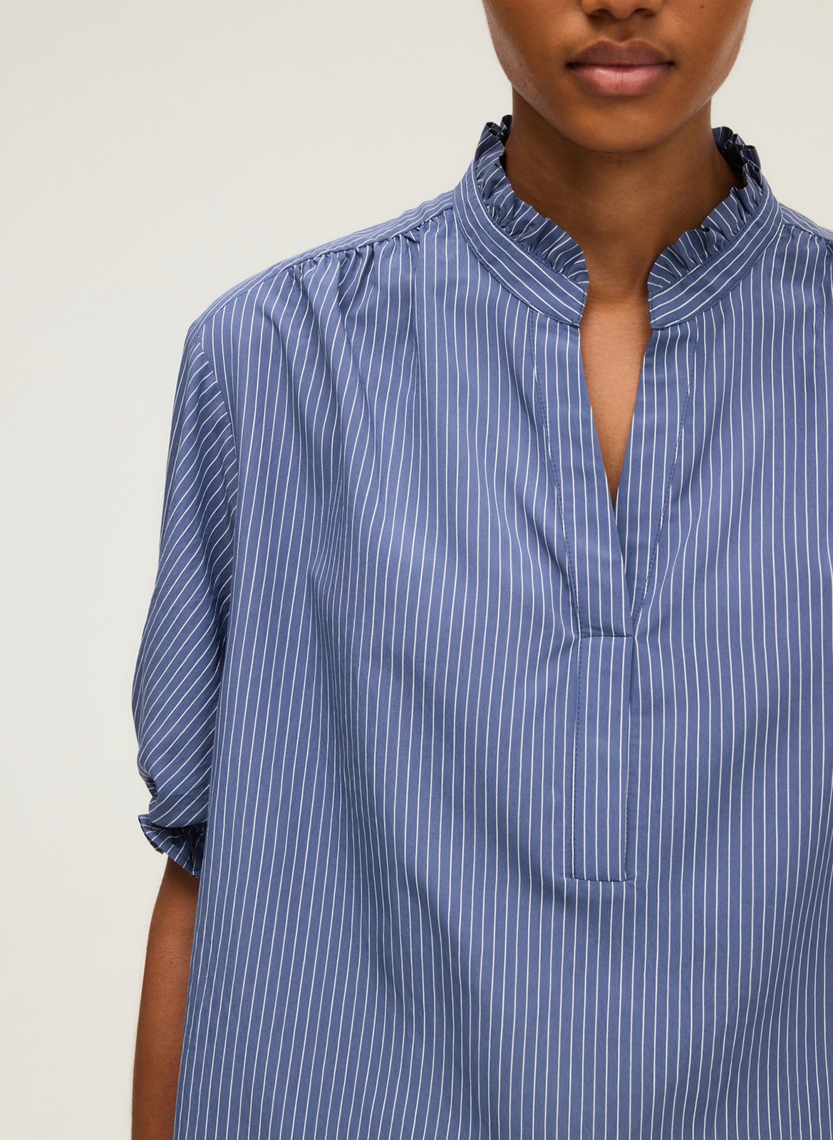 Blouse col victorien à rayures PABLO Bleu