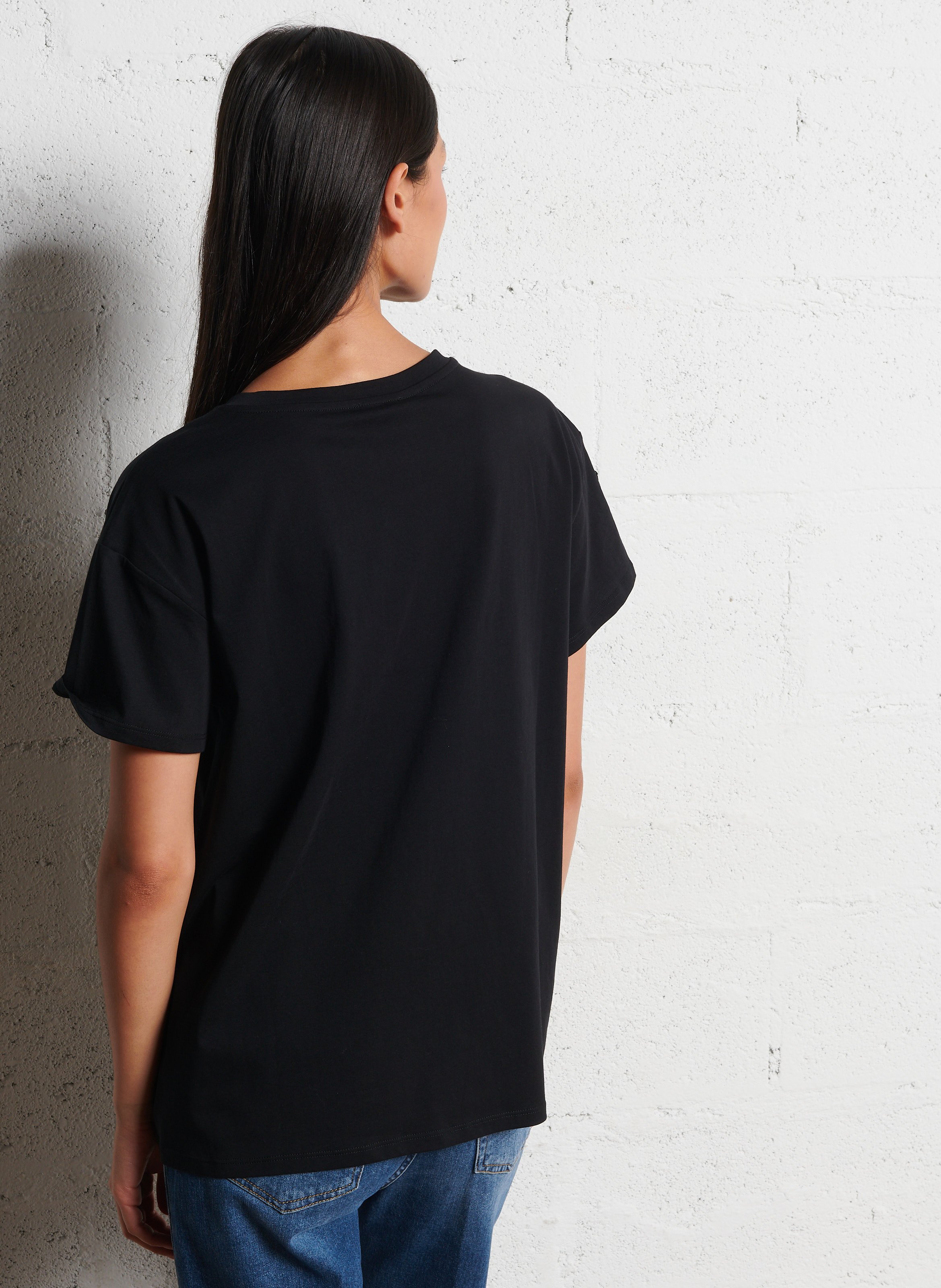 Short-sleeved T-shirt with sequin embroidery LIU JO Black