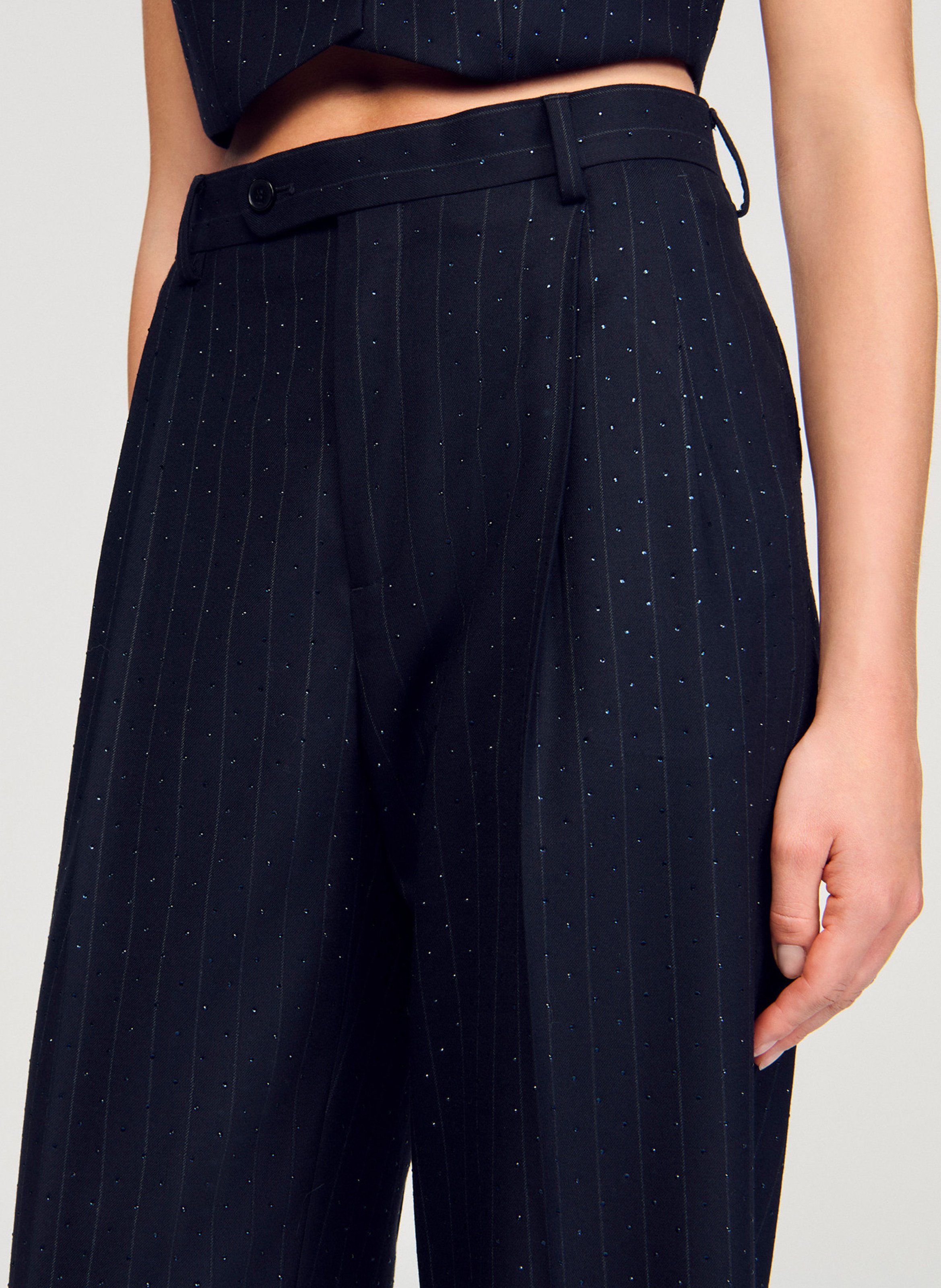 Straight wool trousers SANDRO Blue