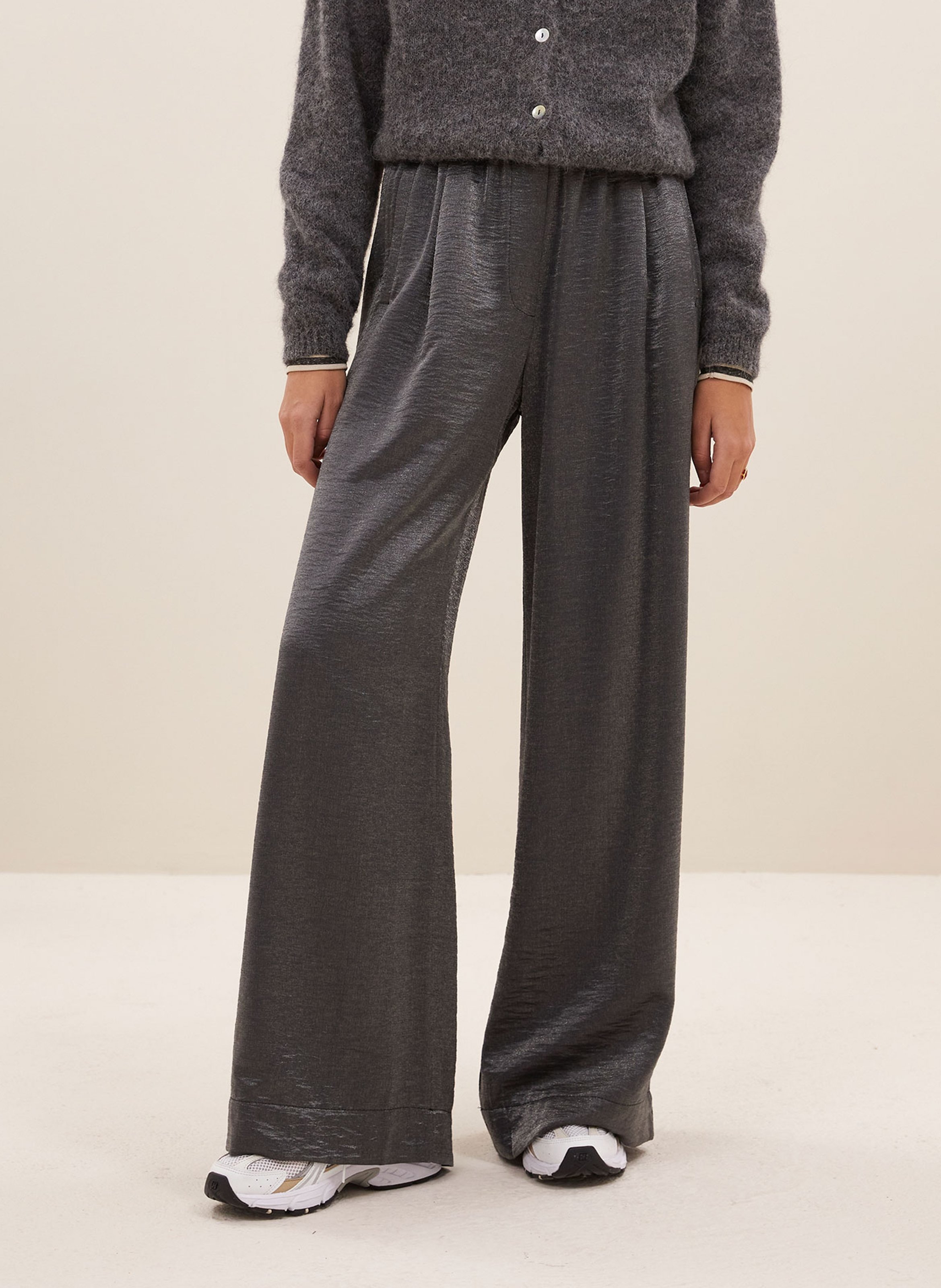 Pantalon large taille haute satiné BY BAR