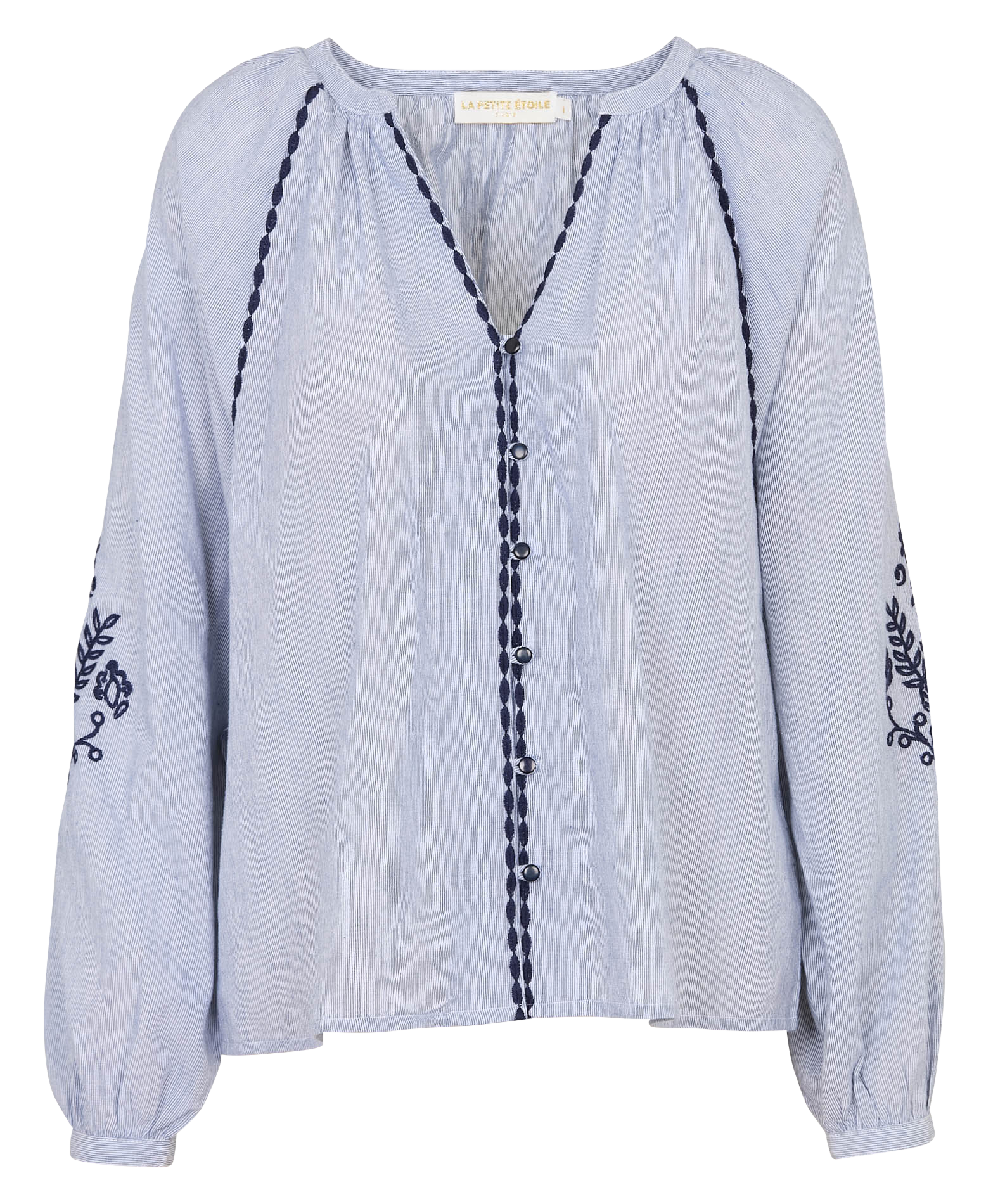 Blouse col V en coton LA PETITE ETOILE Bleu