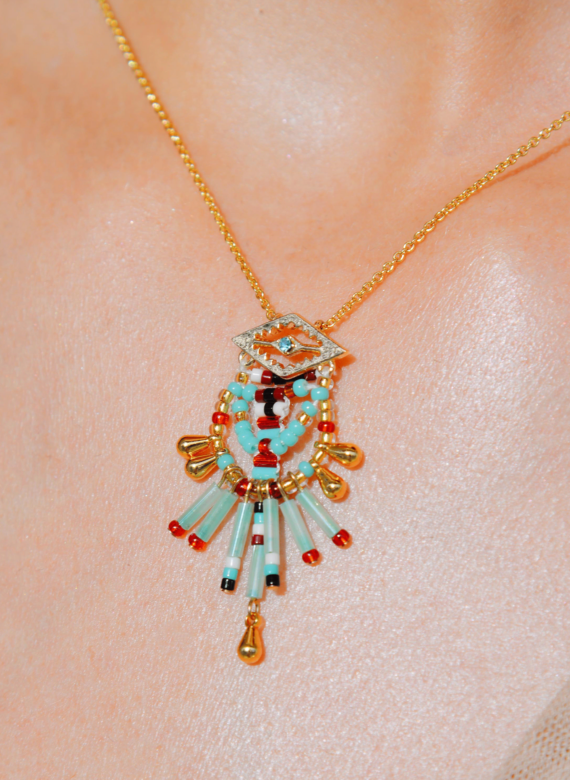 Chain necklace with pearl pendant HIPANEMA Blue