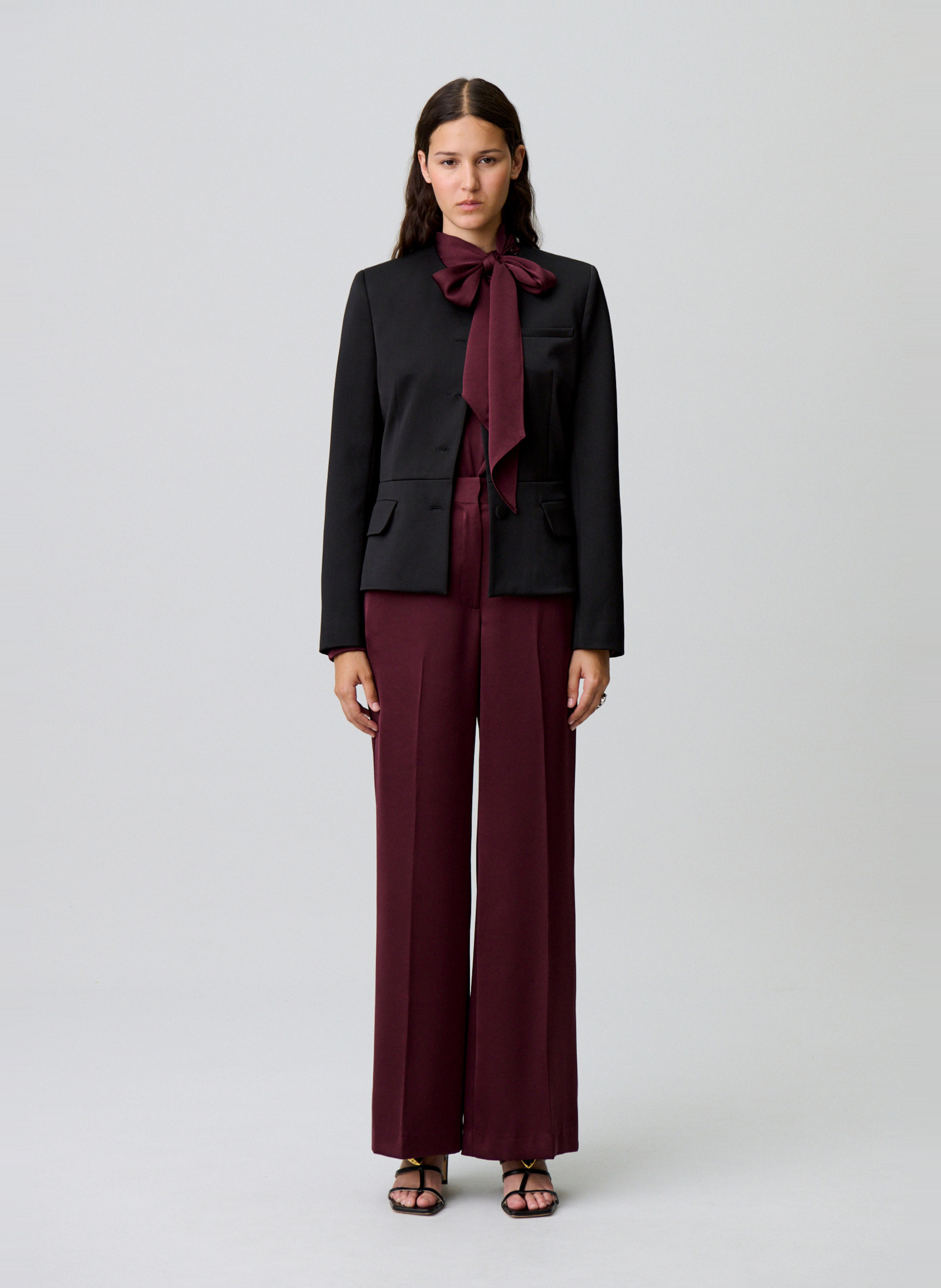 Wide-leg satin effect pants CLAUDIE PIERLOT Red