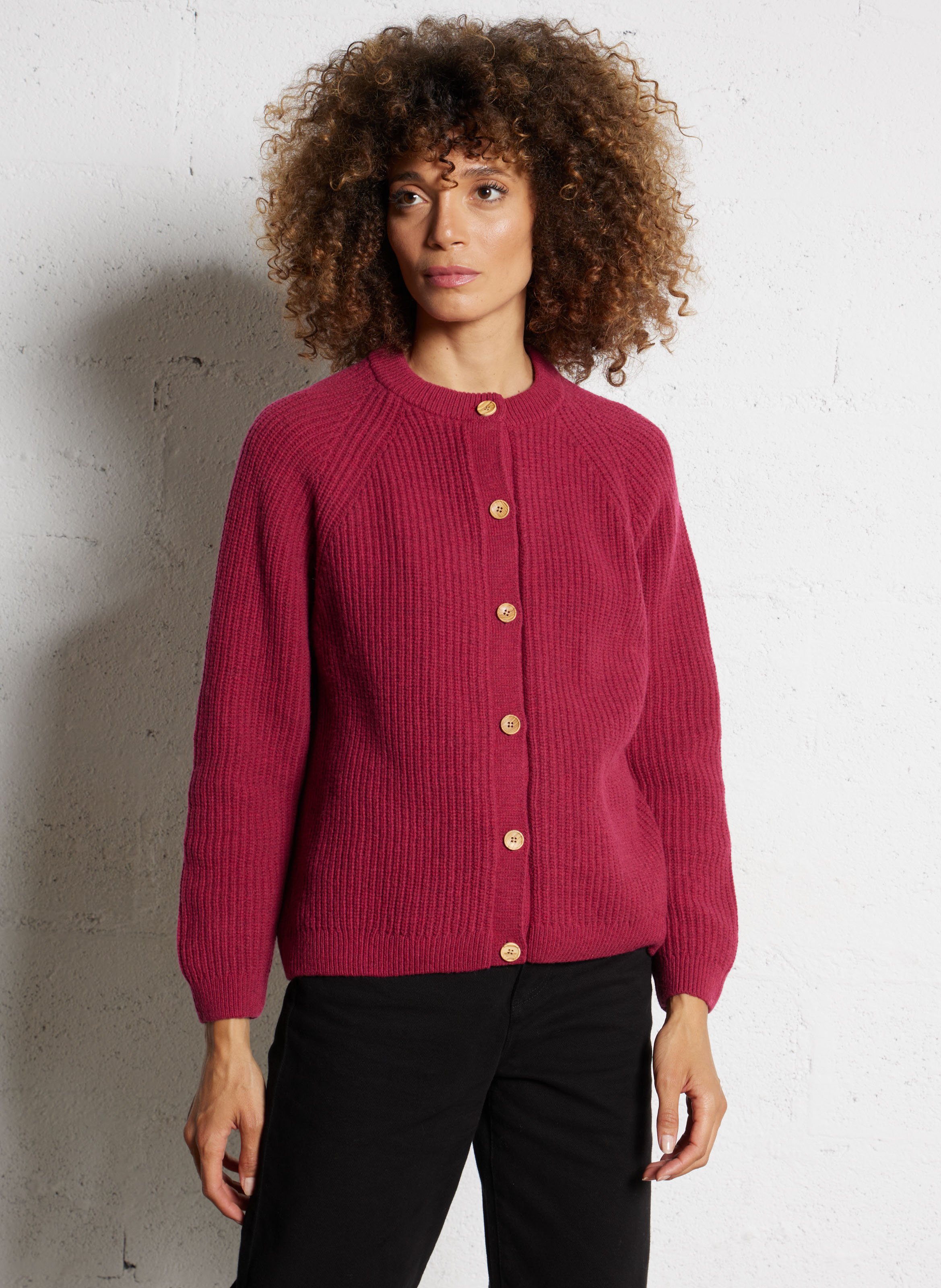 Cardigan boutonné en maille côtelée ARMOR LUX Rouge