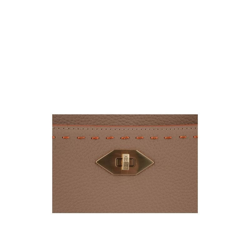 Handbag - cowhide leather POURCHET Brown