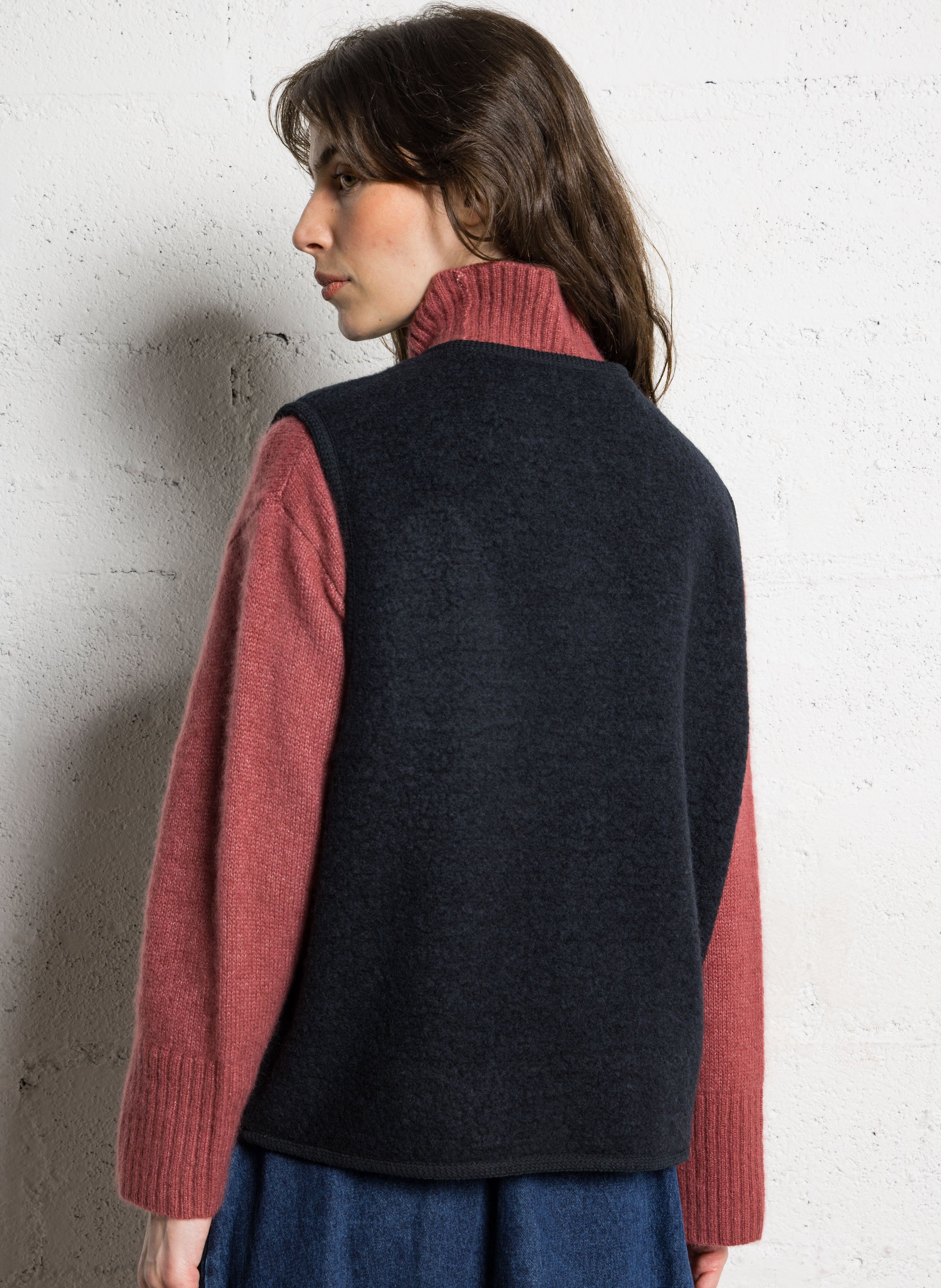Vest met ronde hals - wolblend RUE DE TOKYO Blauw