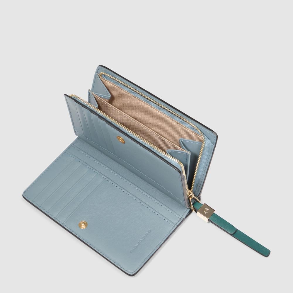 Petite taille, portefeuille pour femmes à deux volets PIQUADRO Blue