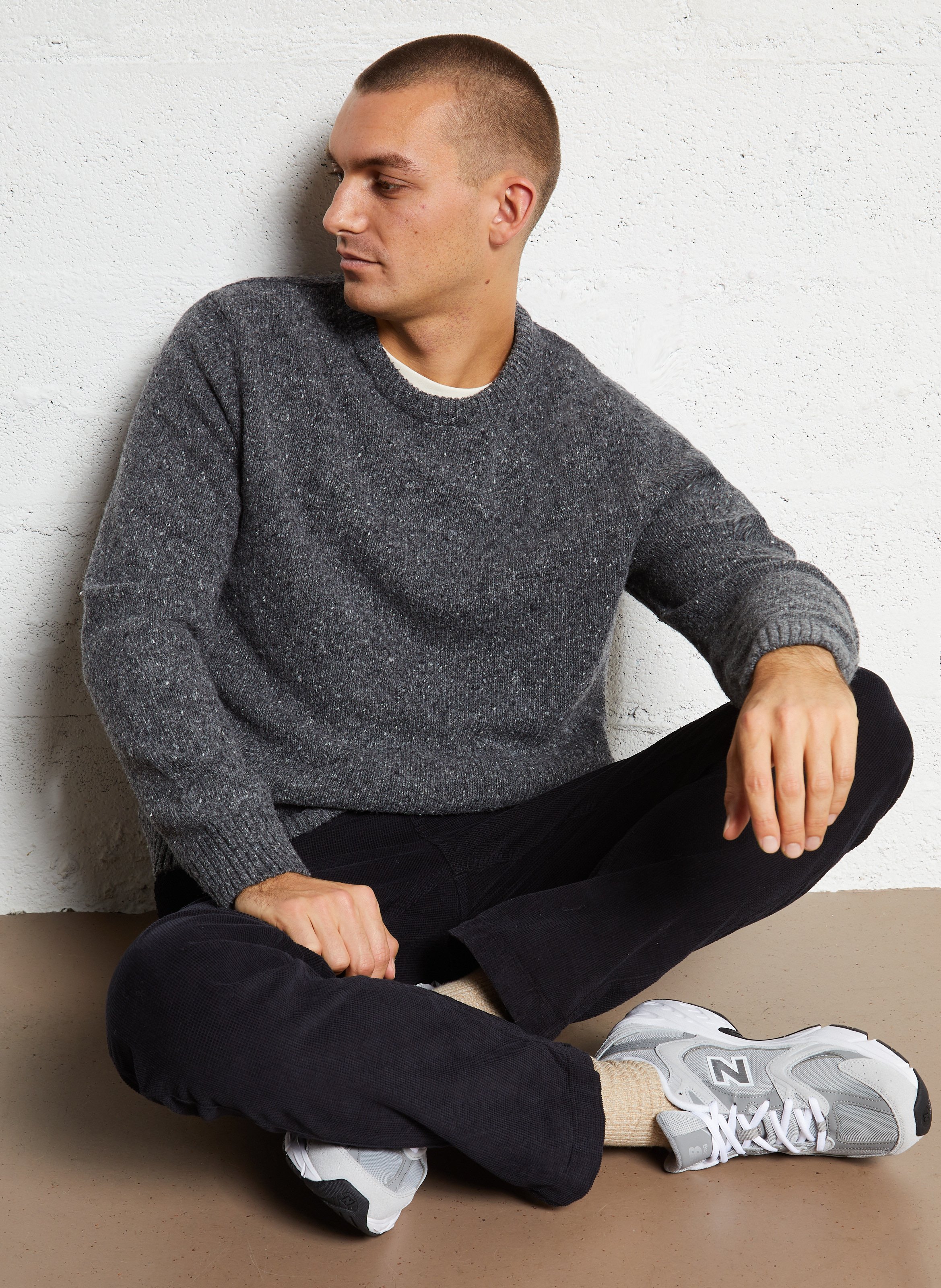 Straight round neck marled wool blend sweater GANT