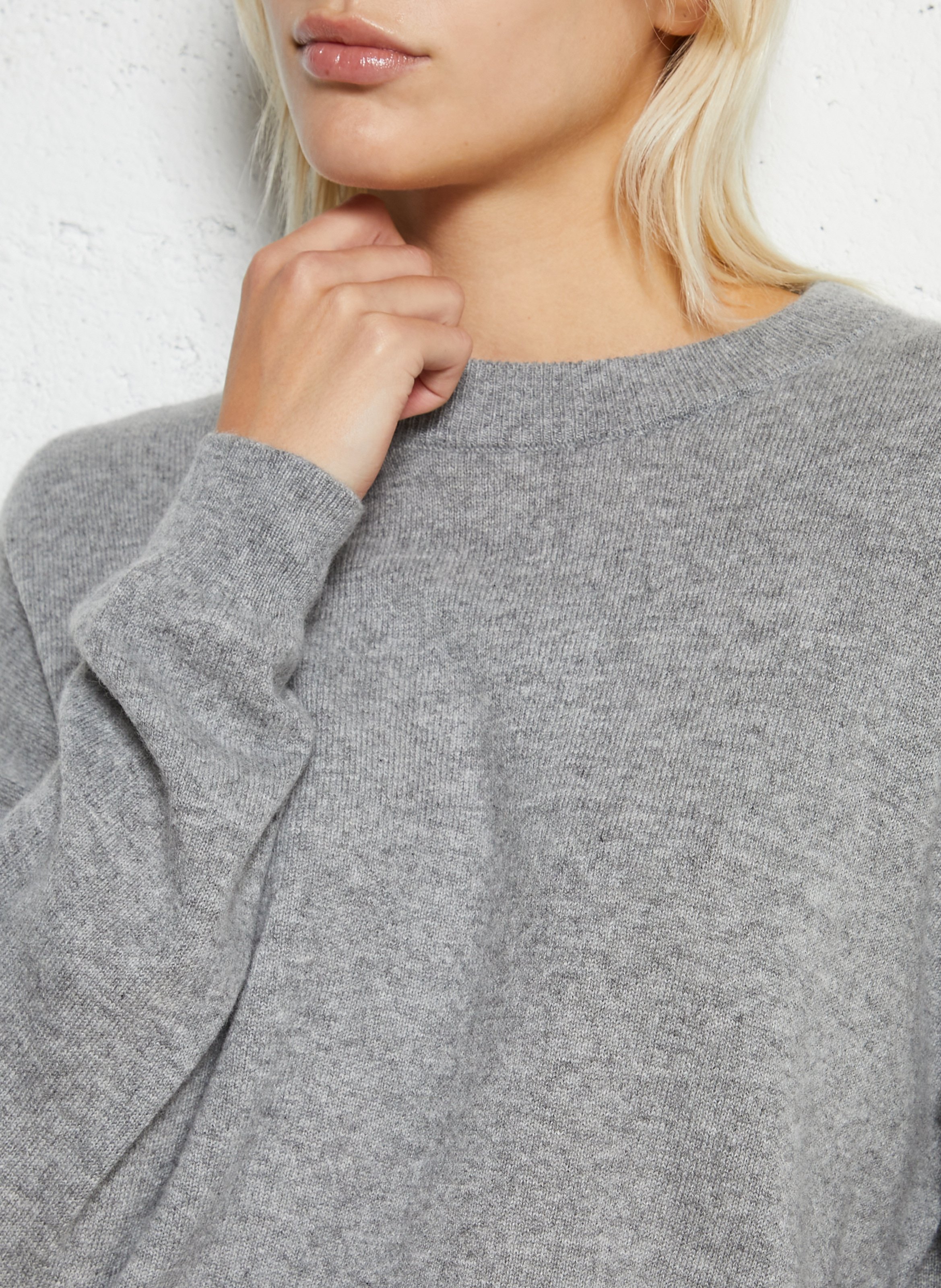 Pull ample col rond en cachemire SUD EXPRESS Gris