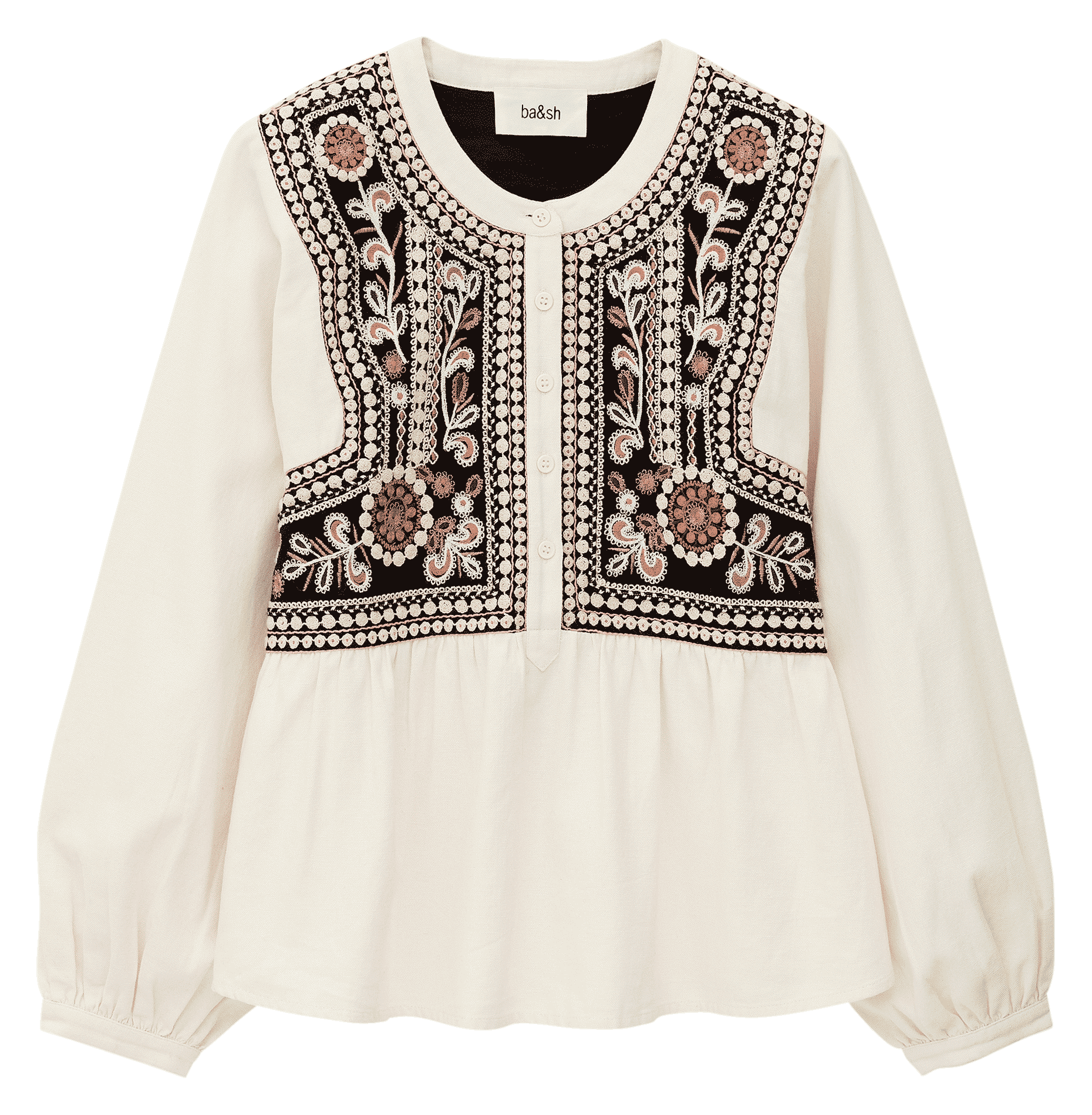 Rechte top met ronde hals van katoen BA&SH Beige