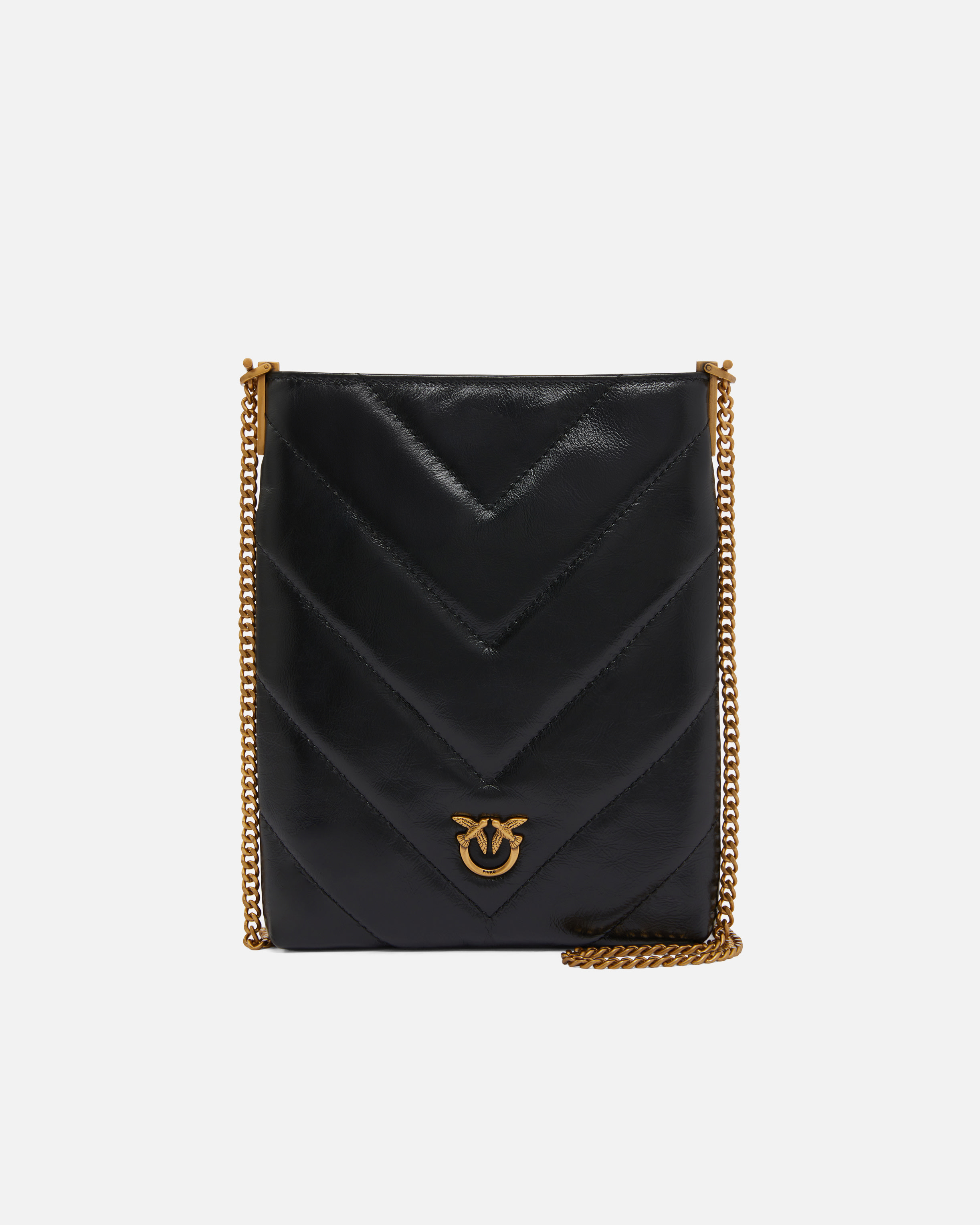 Flat shoulder bag in herringbone leather PINKO Black