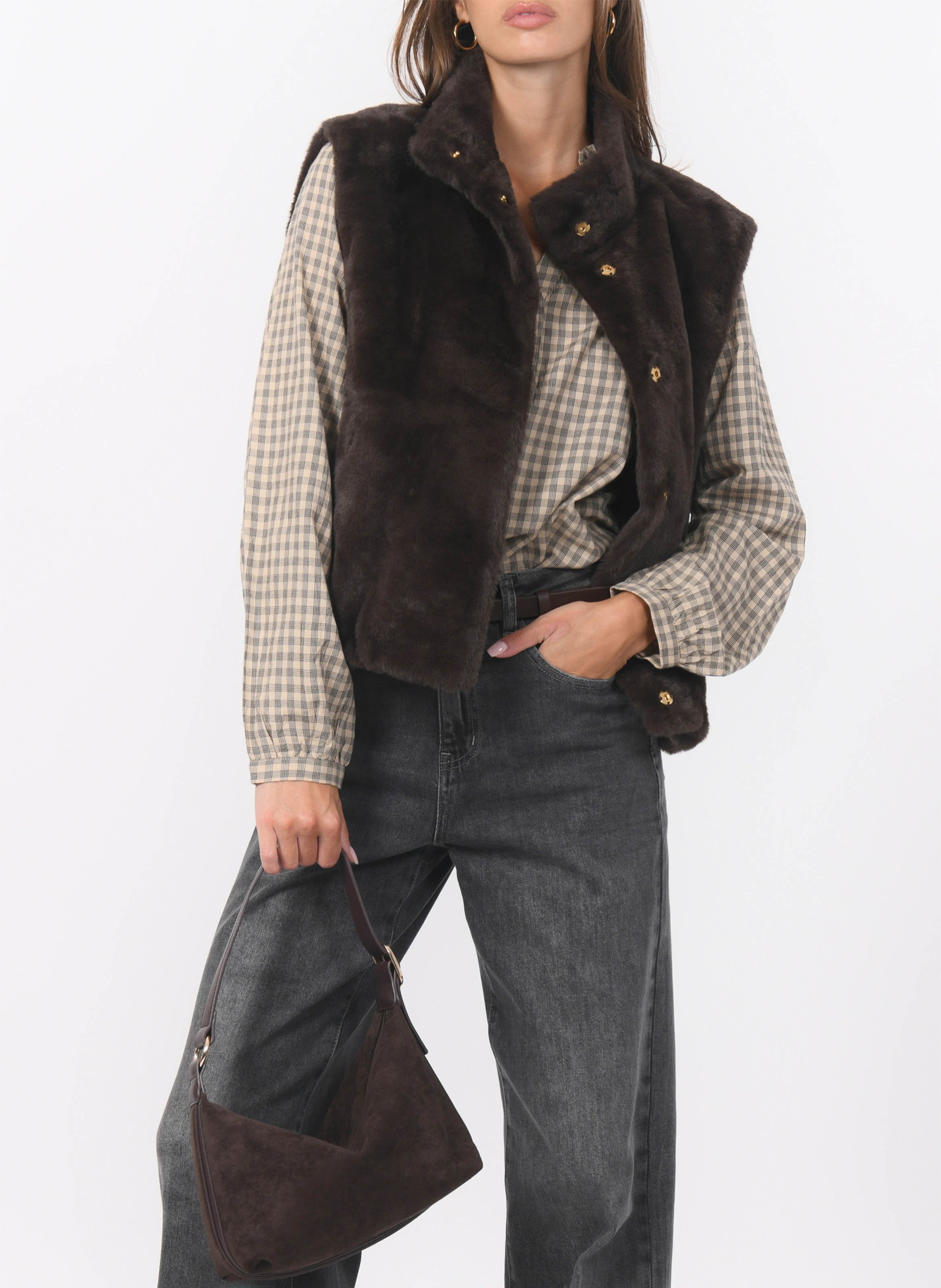 Jas met opstaande kraag en bonteffect KOOKAI Bruin