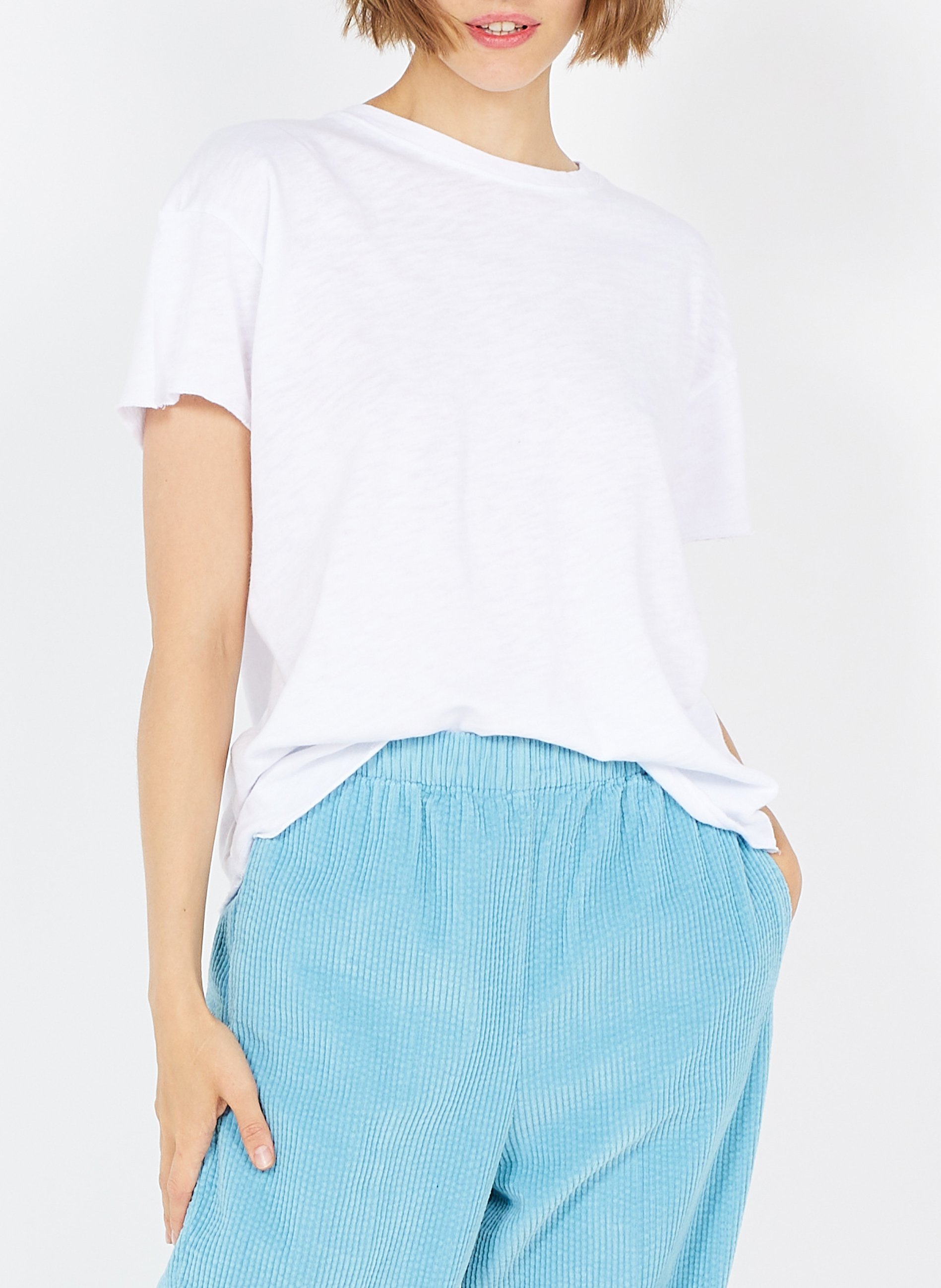 Recht, katoenen T-shirt met ronde hals AMERICAN VINTAGE Wit