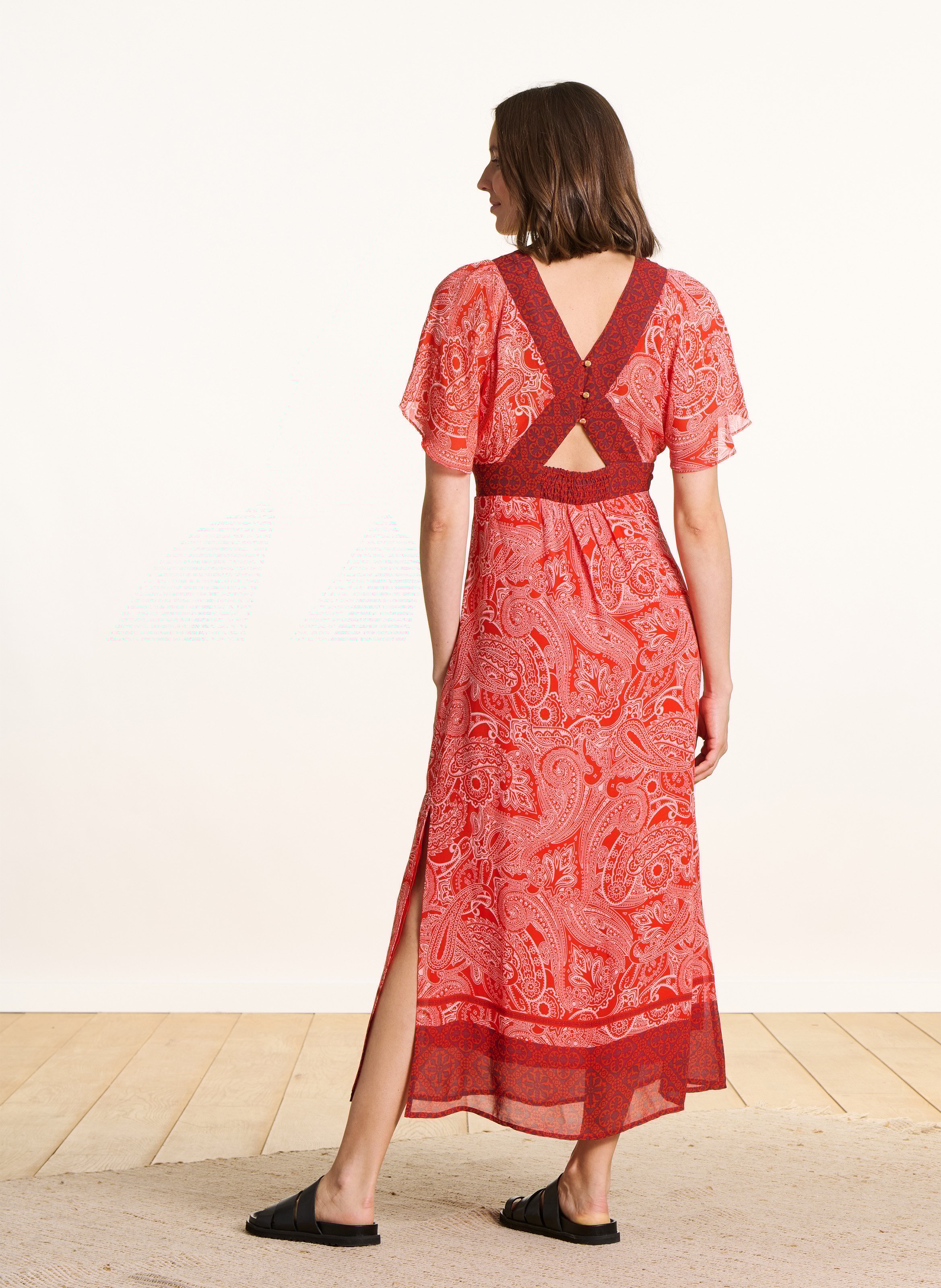 Long V-neck dress LA FEE MARABOUTEE Orange