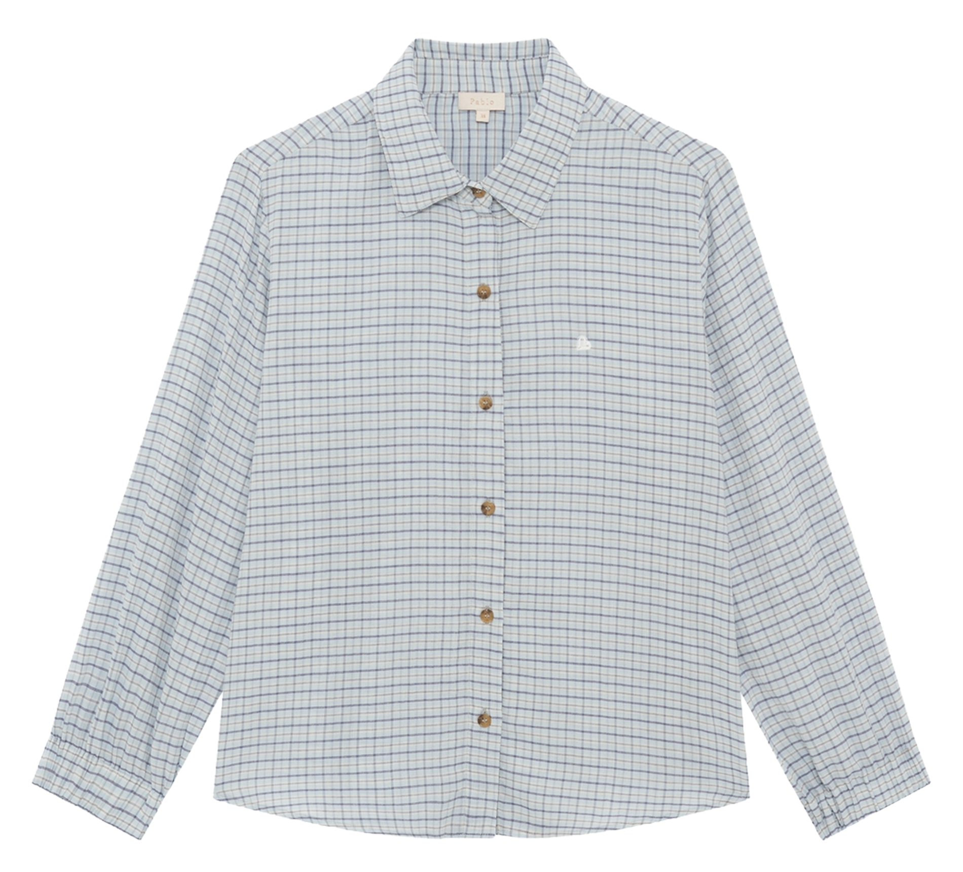 Straight printed cotton shirt with classic collar PABLO Blue
