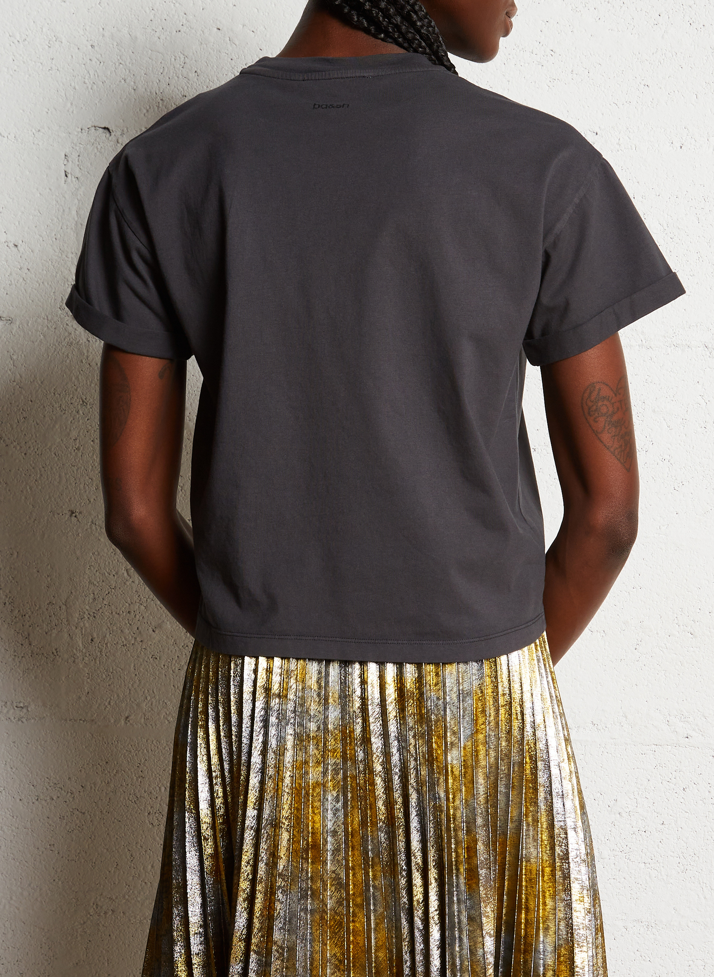 Tee-shirt col rond en coton BA&SH Noir