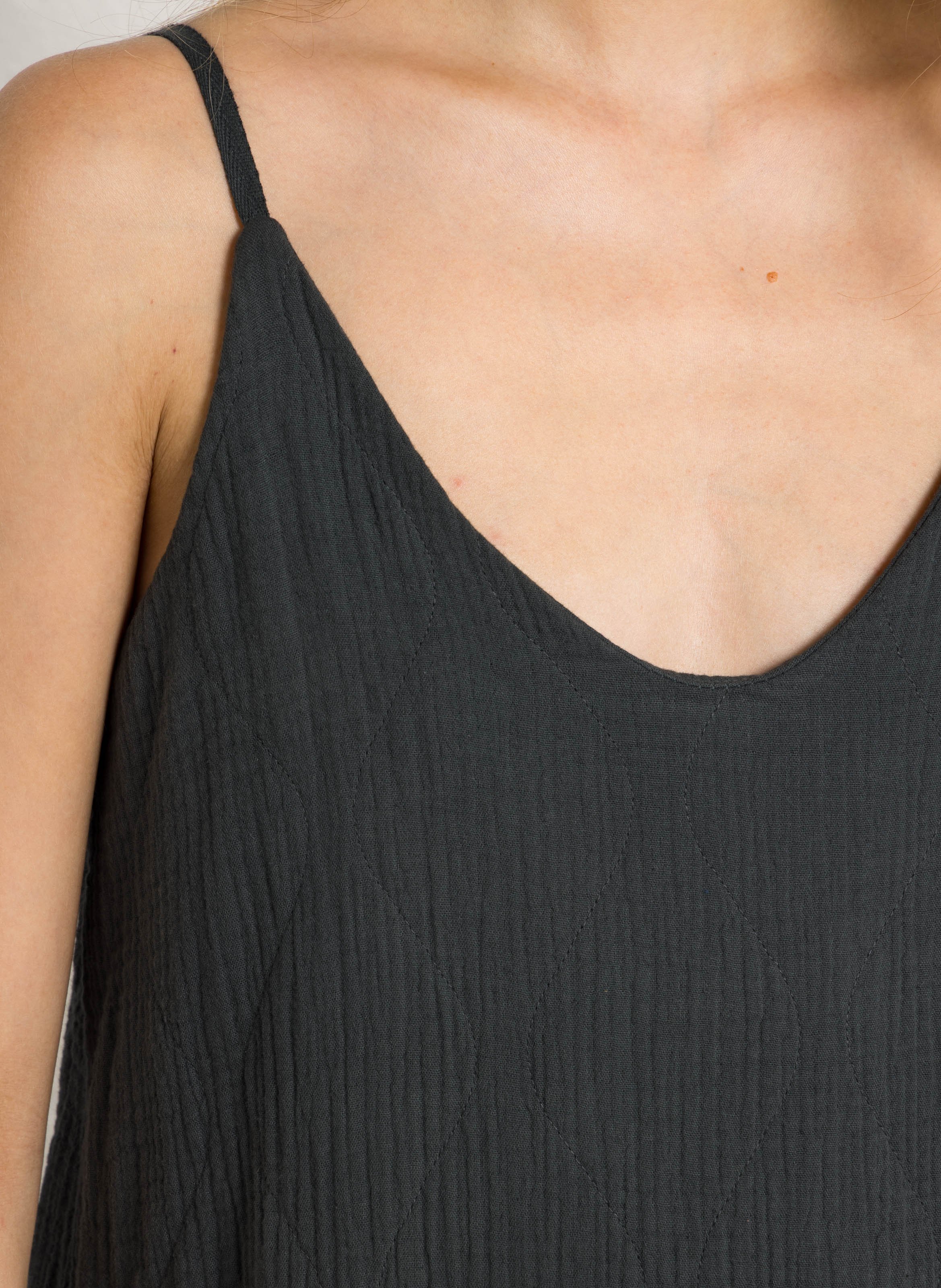 Long V-neck satin printed cashmere long dress AOKYANOS Grey