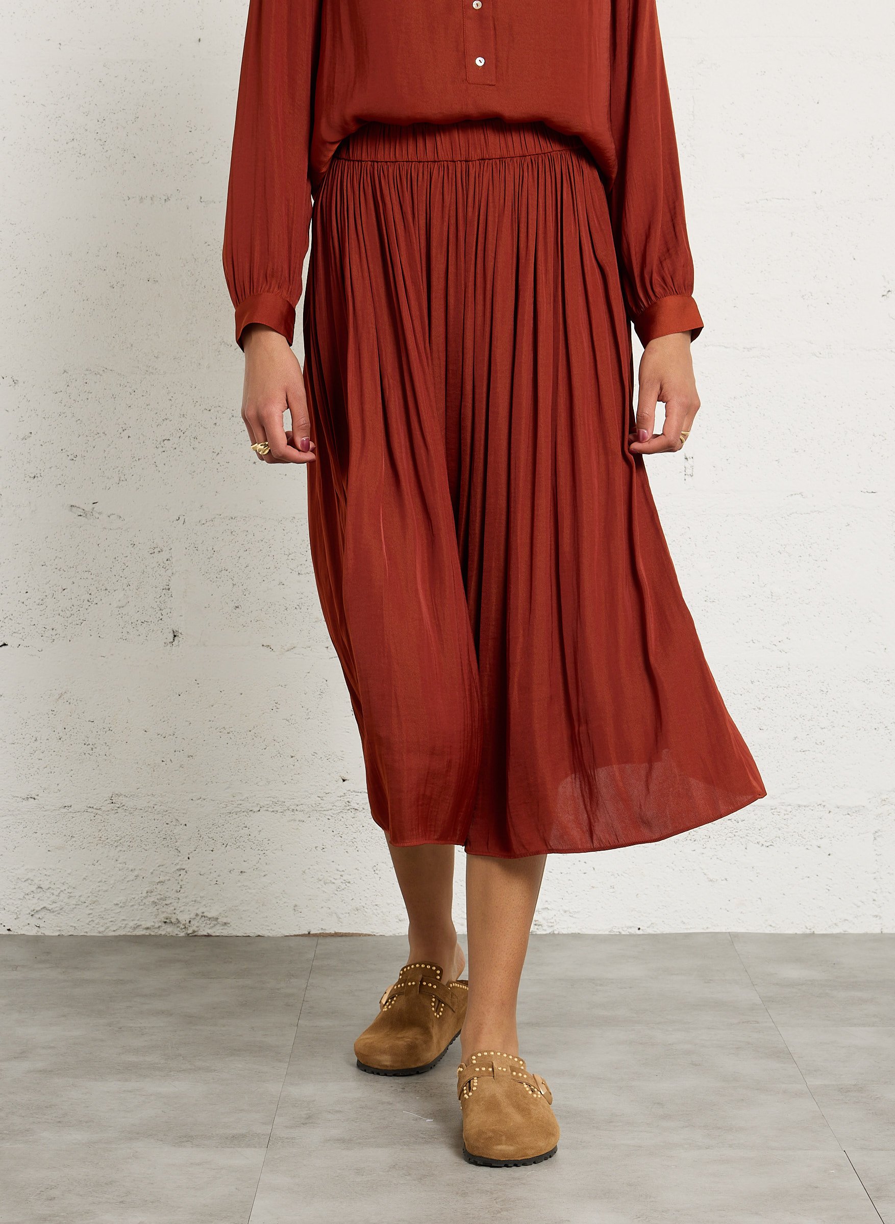 Jupe midi plissée MAISON 123 Rouge