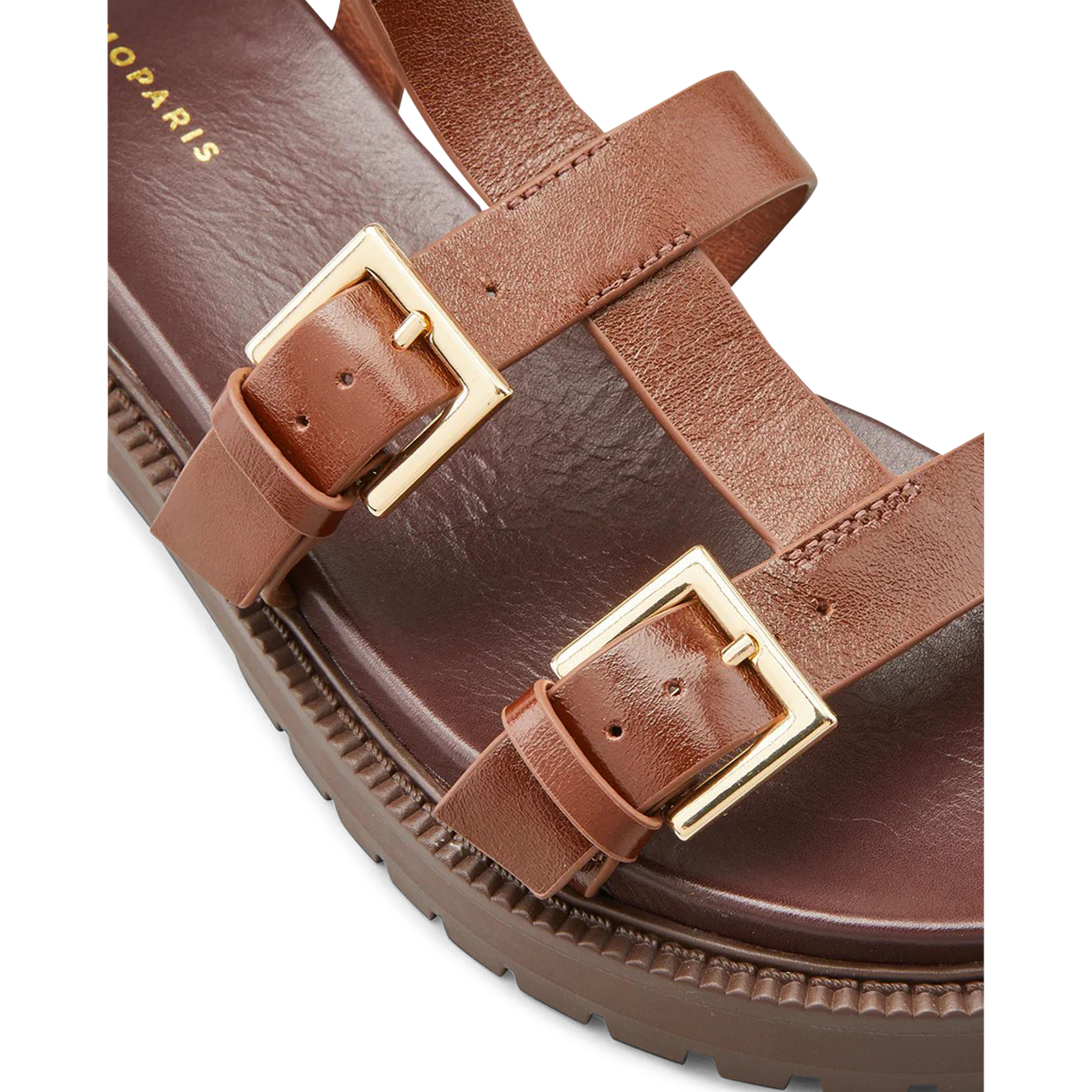 Sandales compensées en cuir COSMOPARIS Marron