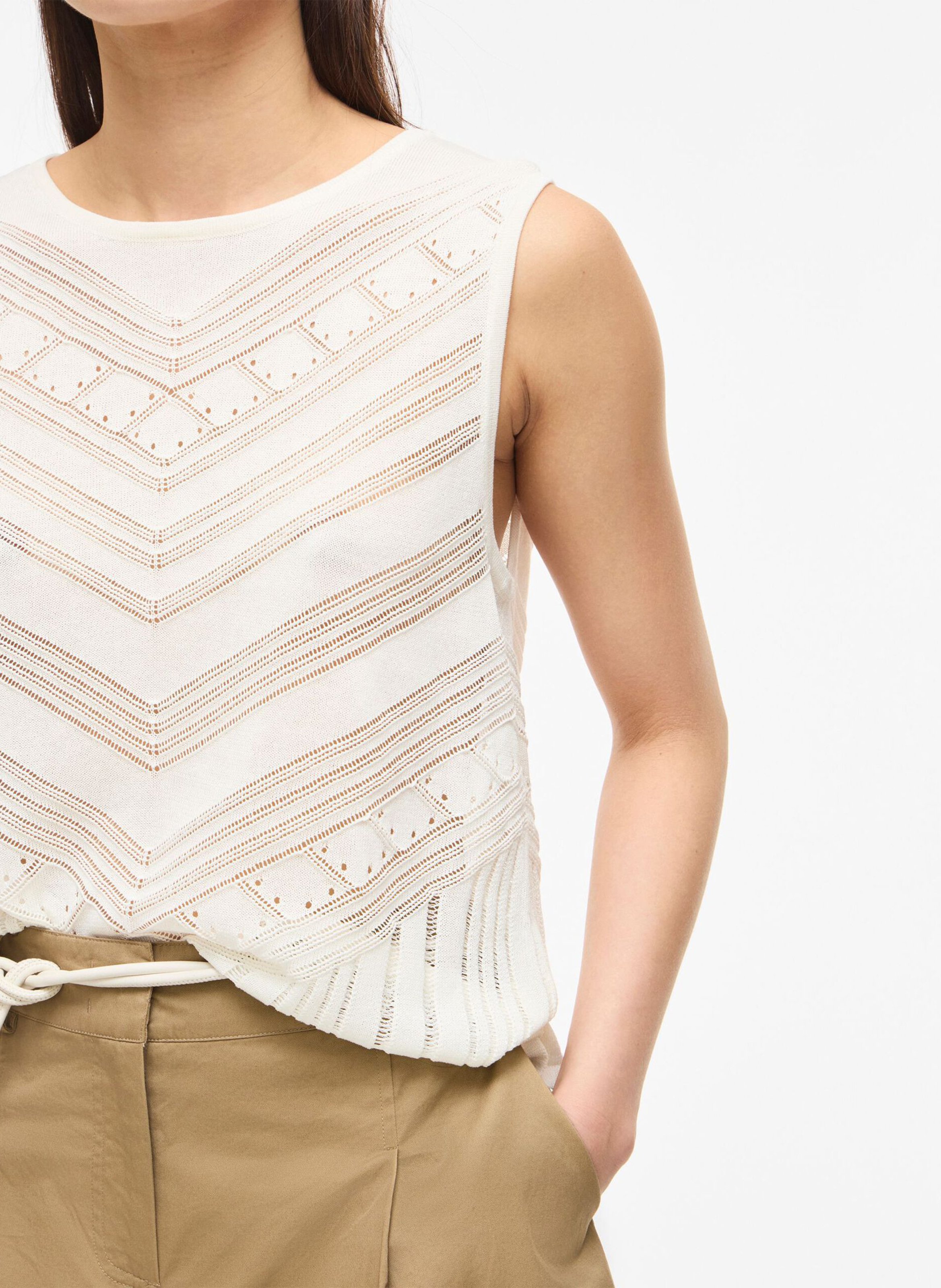 Ärmelloses Top mit Fantasiedetails ROUGE EDIT Beige