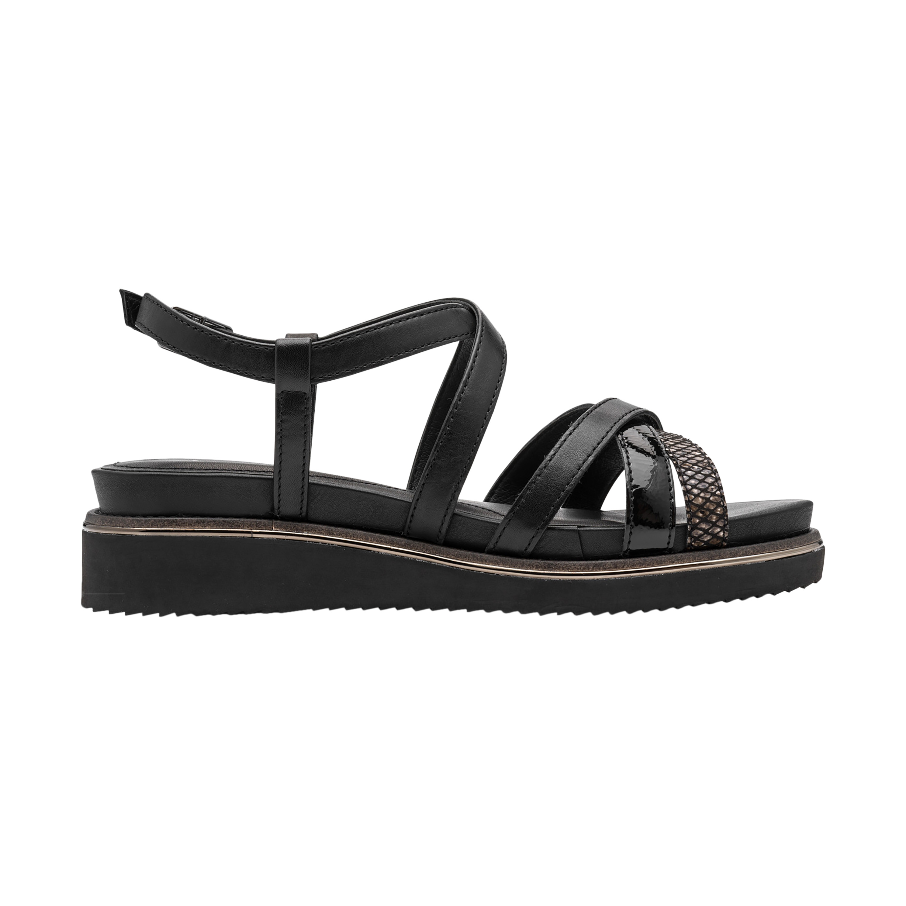 Leather wedge sandals TAMARIS Black
